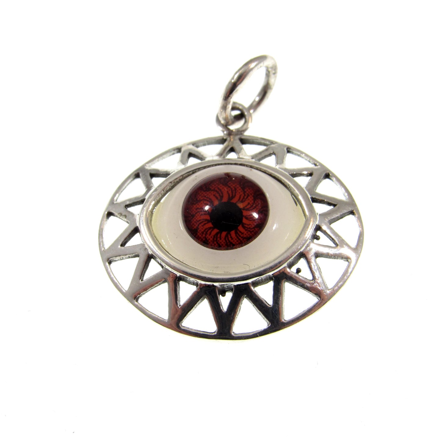 Goofy Eye in Oval Pendant, Eyeball Charm, All Seeing Eye, Handcrafted in Solid 925 Sterling Silver, Choose Blue or Brown, Protection Amulet
