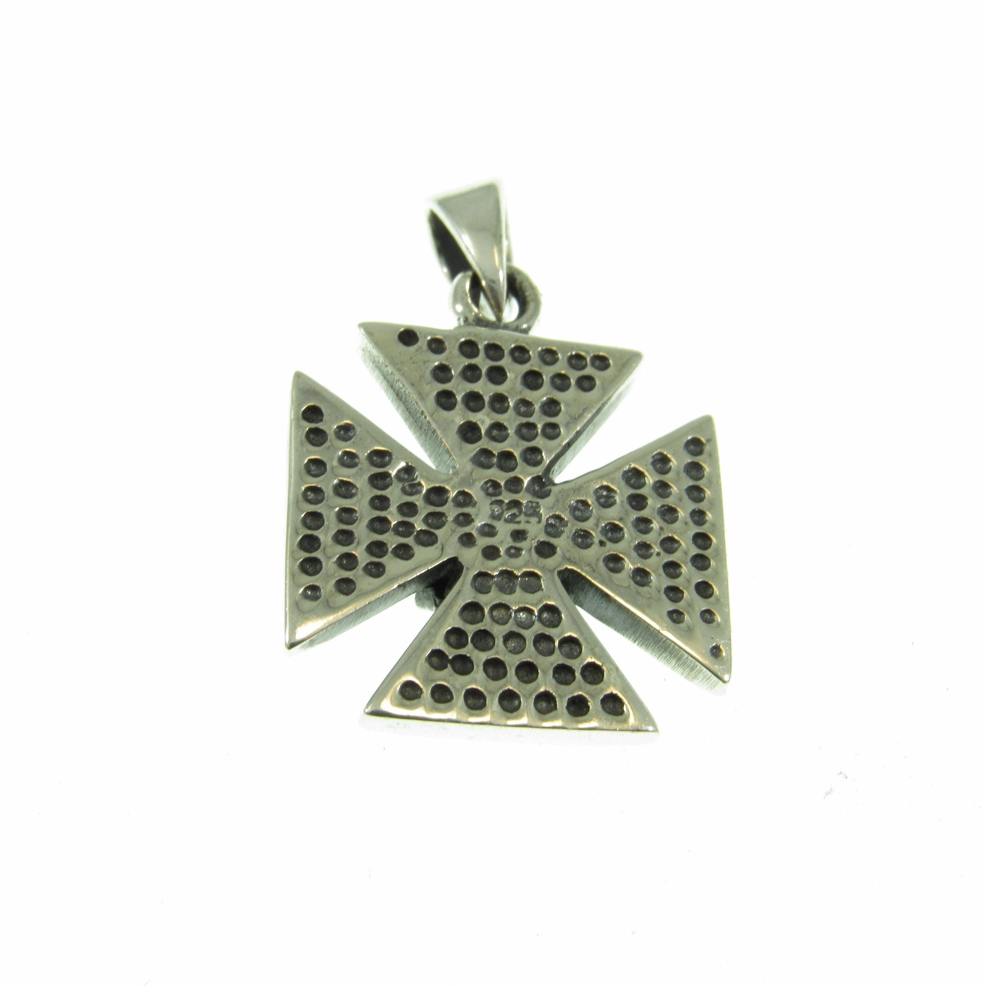 Solid 925 Sterling Silver Iron Cross with 4 Suits Pendant, Croix Pattee Amulet, Gothic Skeleton Skull Jewelry, Good Luck Gambling Charm
