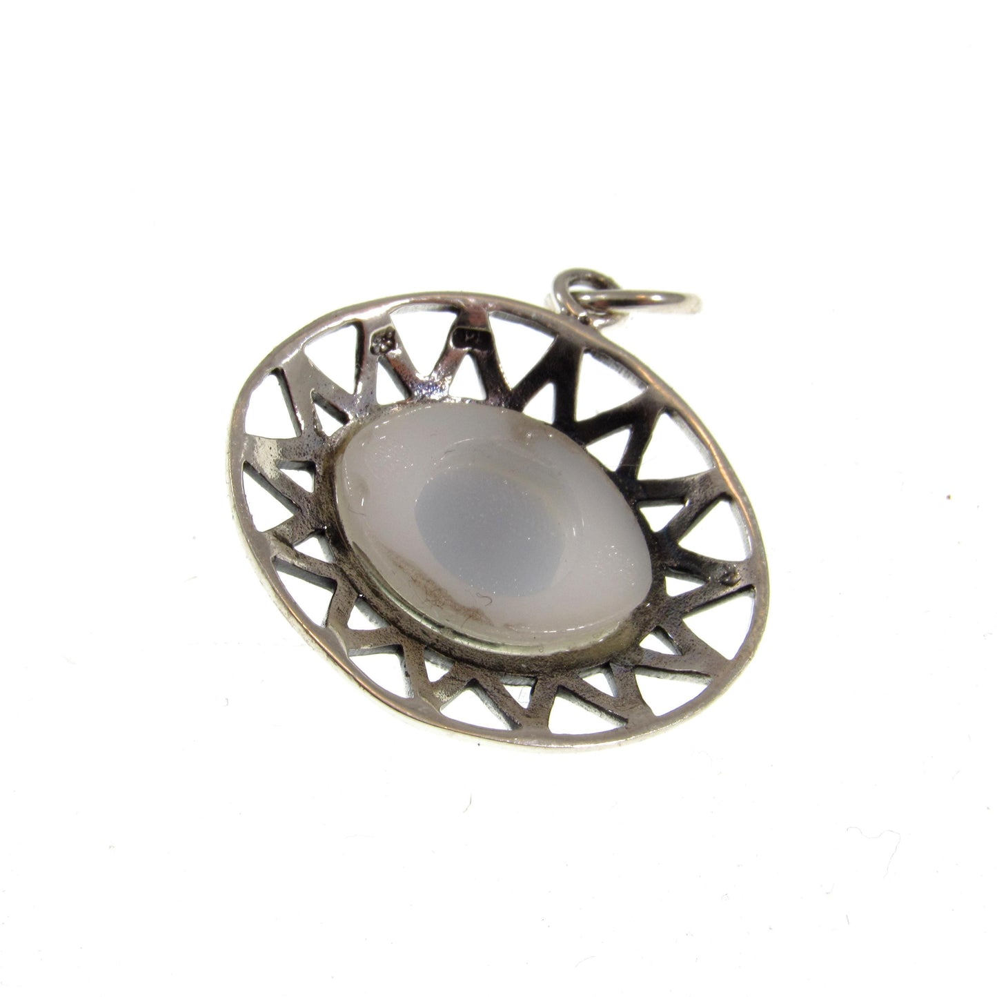 Goofy Eye in Oval Pendant, Eyeball Charm, All Seeing Eye, Handcrafted in Solid 925 Sterling Silver, Choose Blue or Brown, Protection Amulet
