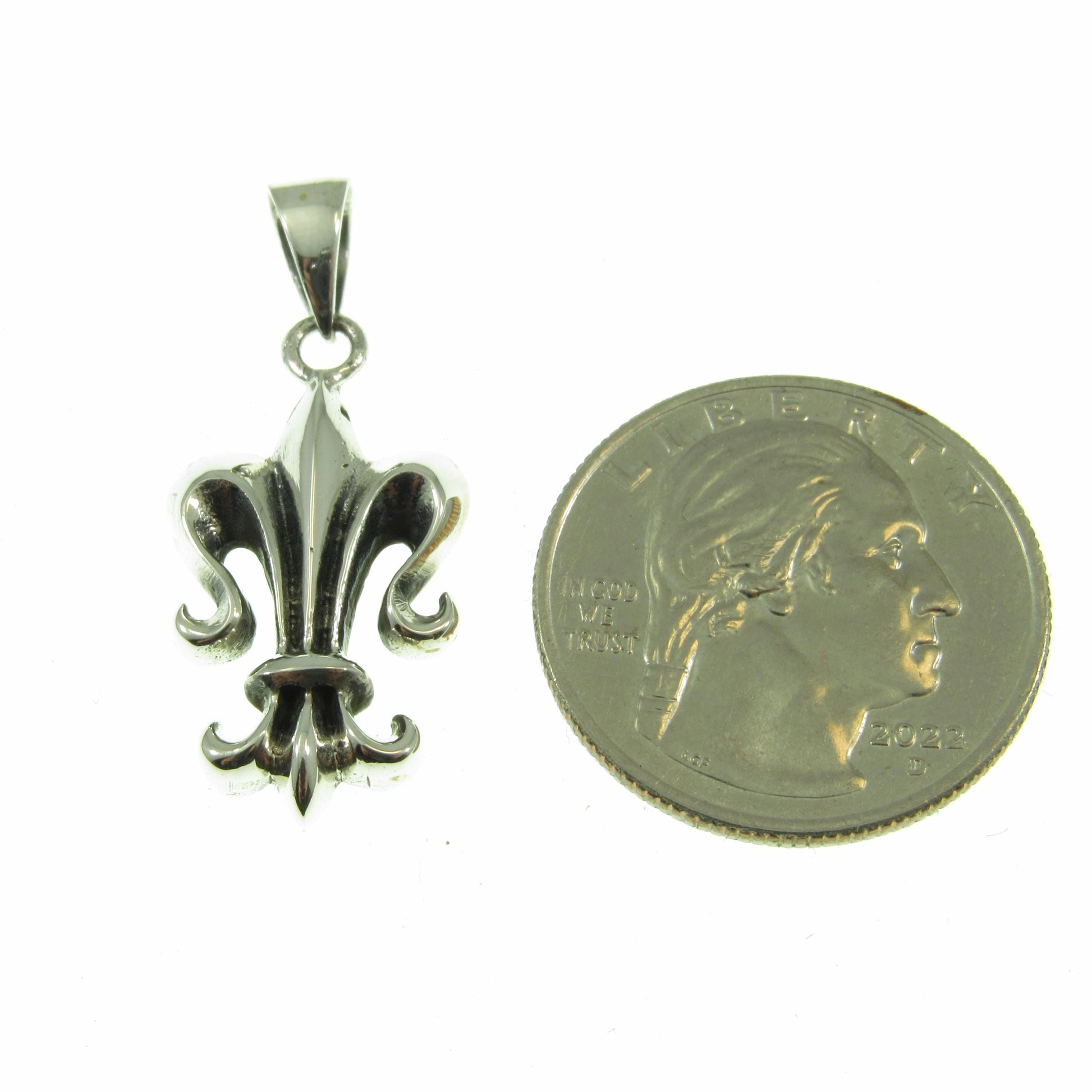Solid 925 Sterling Silver Fleur-De-Lis Pendant, Handcrafted Lily Flower Charm, 3D Fleur-de-lys Jewelry for Men or Women