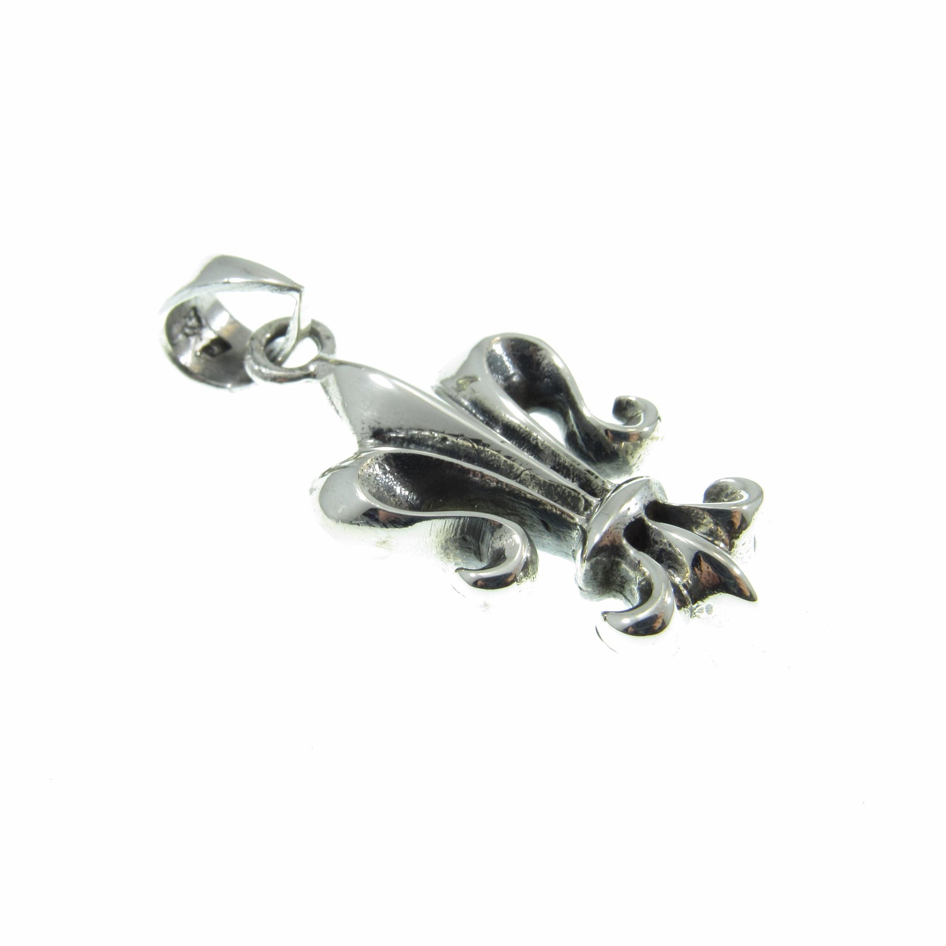 Solid 925 Sterling Silver Fleur-De-Lis Pendant, Handcrafted Lily Flower Charm, 3D Fleur-de-lys Jewelry for Men or Women