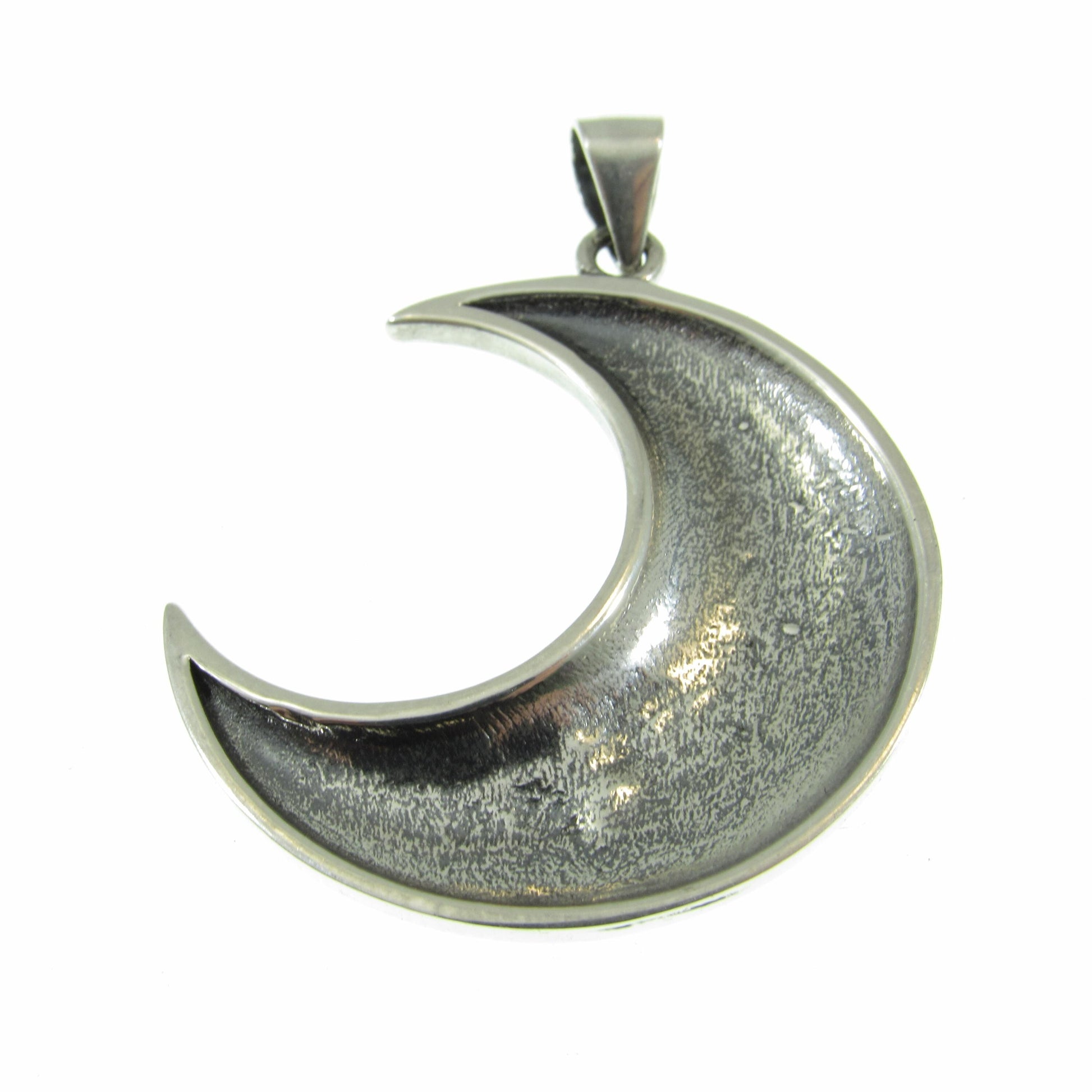 Solid 925 Sterling Silver Crescent Moon & Spirals Pendant, Handcrafted Celestial Jewelry, Astrology Amulet, Cosmic Lunar Goddess Charm