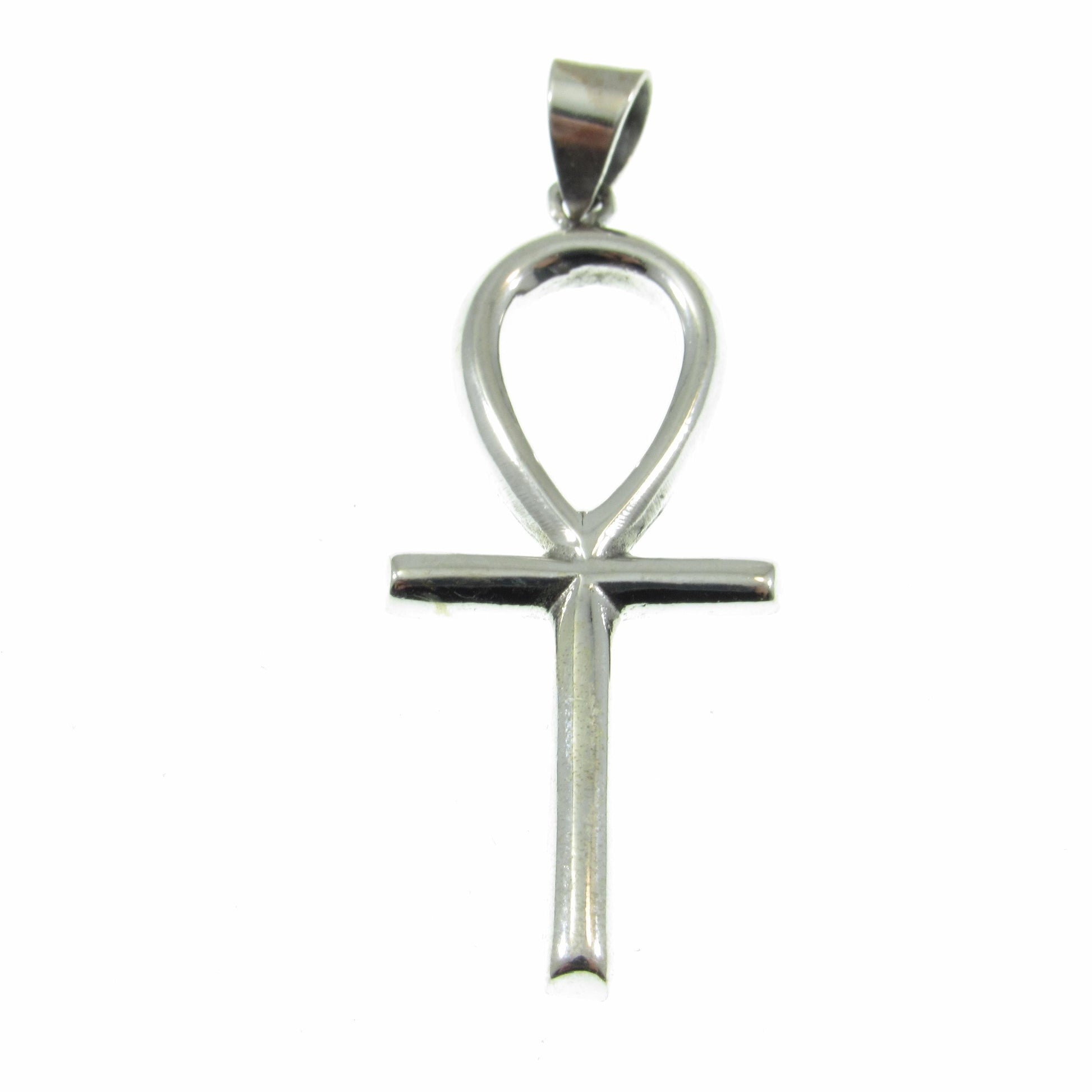 Solid 925 Sterling Silver Ankh Pendant Necklace Cross, Egyptian Key of Life, Handcrafted Silver Protection Amulet, Gothic Jewelry Gift