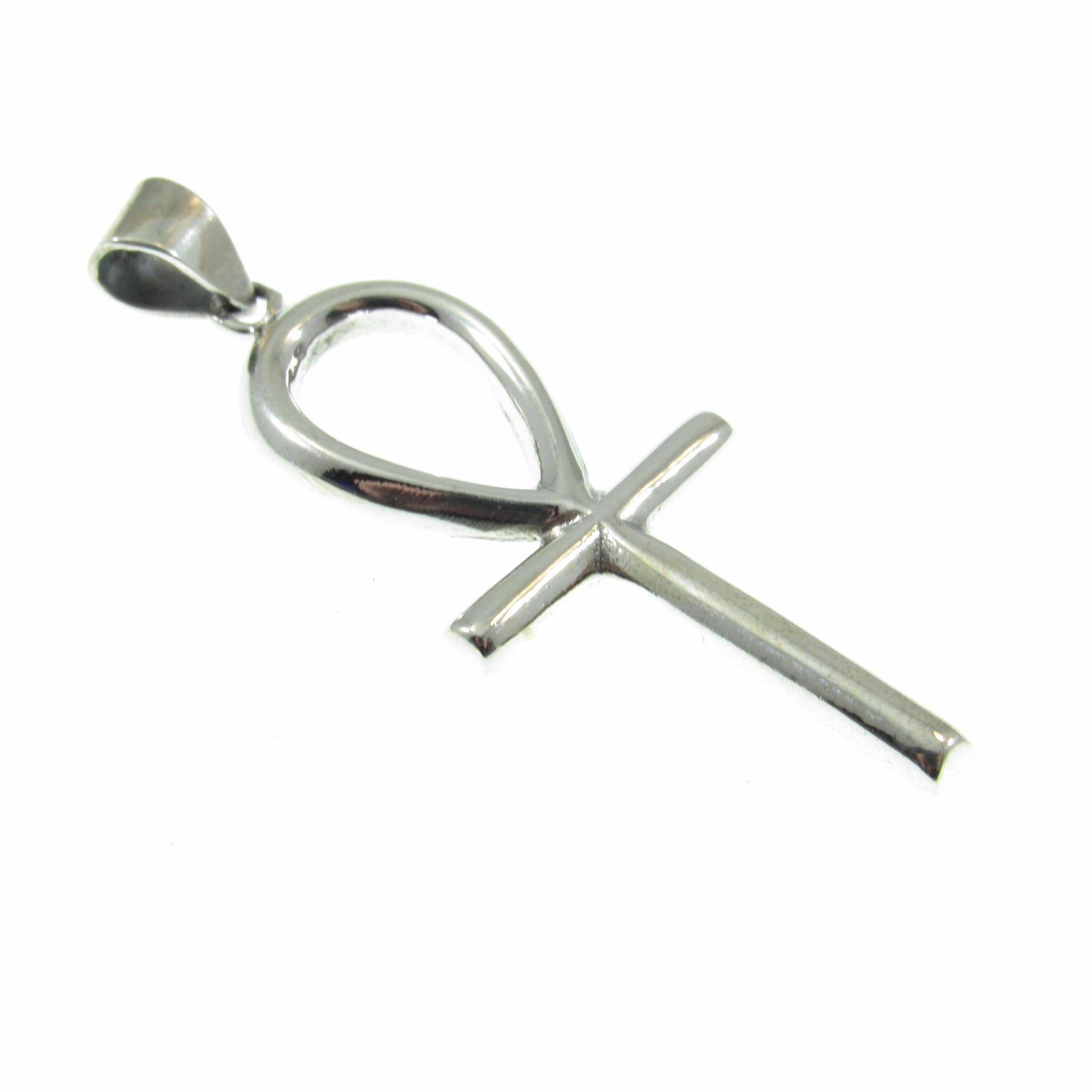 Solid 925 Sterling Silver Ankh Pendant Necklace Cross, Egyptian Key of Life, Handcrafted Silver Protection Amulet, Gothic Jewelry Gift