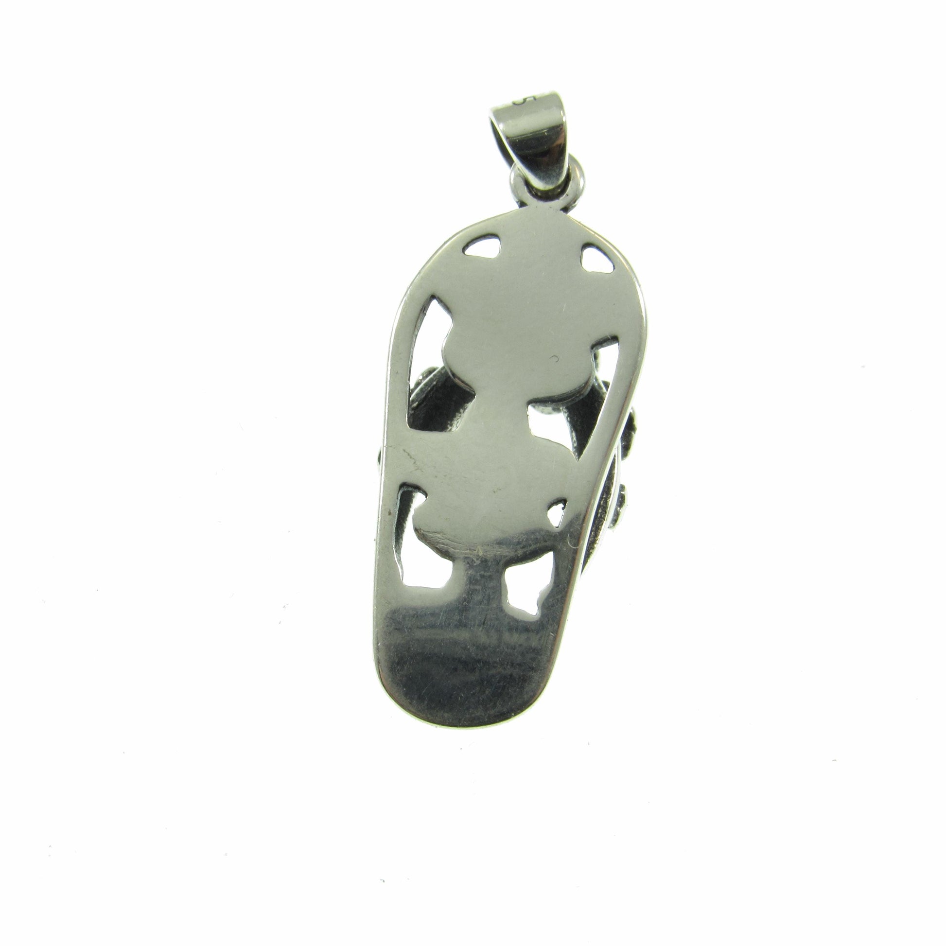 Solid 925 Sterling Silver Sand Dollar Flip Flop Pendant – Handcrafted Beach Jewelry, Ocean Lover Gift for Beachcomber, Nautical Charm