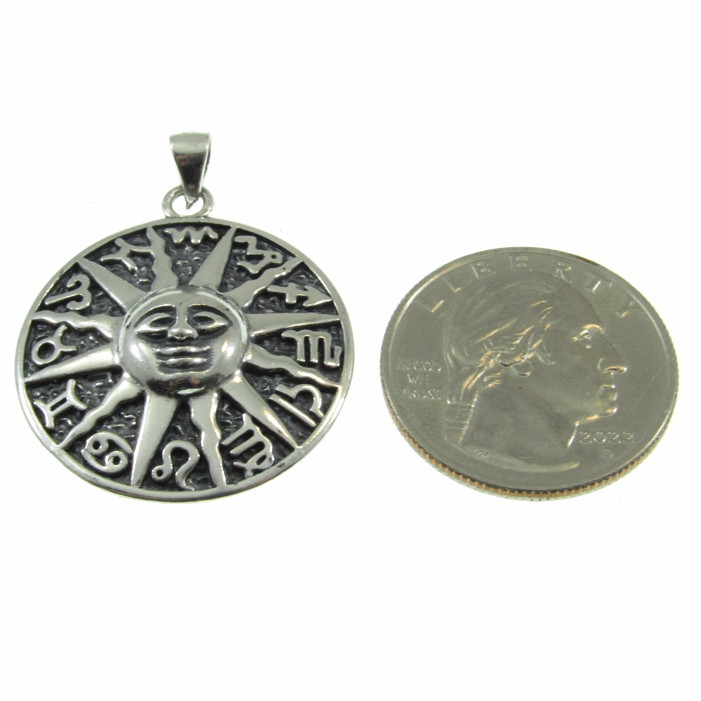 Solid 925 Sterling Silver Zodiac Sun Pendant – Astrology Necklace Amulet, Celestial Horoscope Charm, Handcrafted Boho Star Sign Jewelry