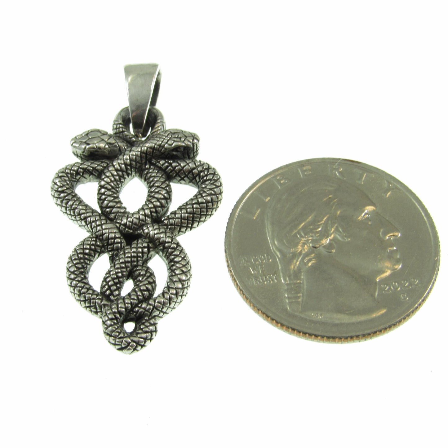 Solid 925 Sterling Silver Double Serpent Pendant – Handcrafted Snake Necklace Amulet, Ouroboros, Occult, Esoteric, Symbolic Jewelry