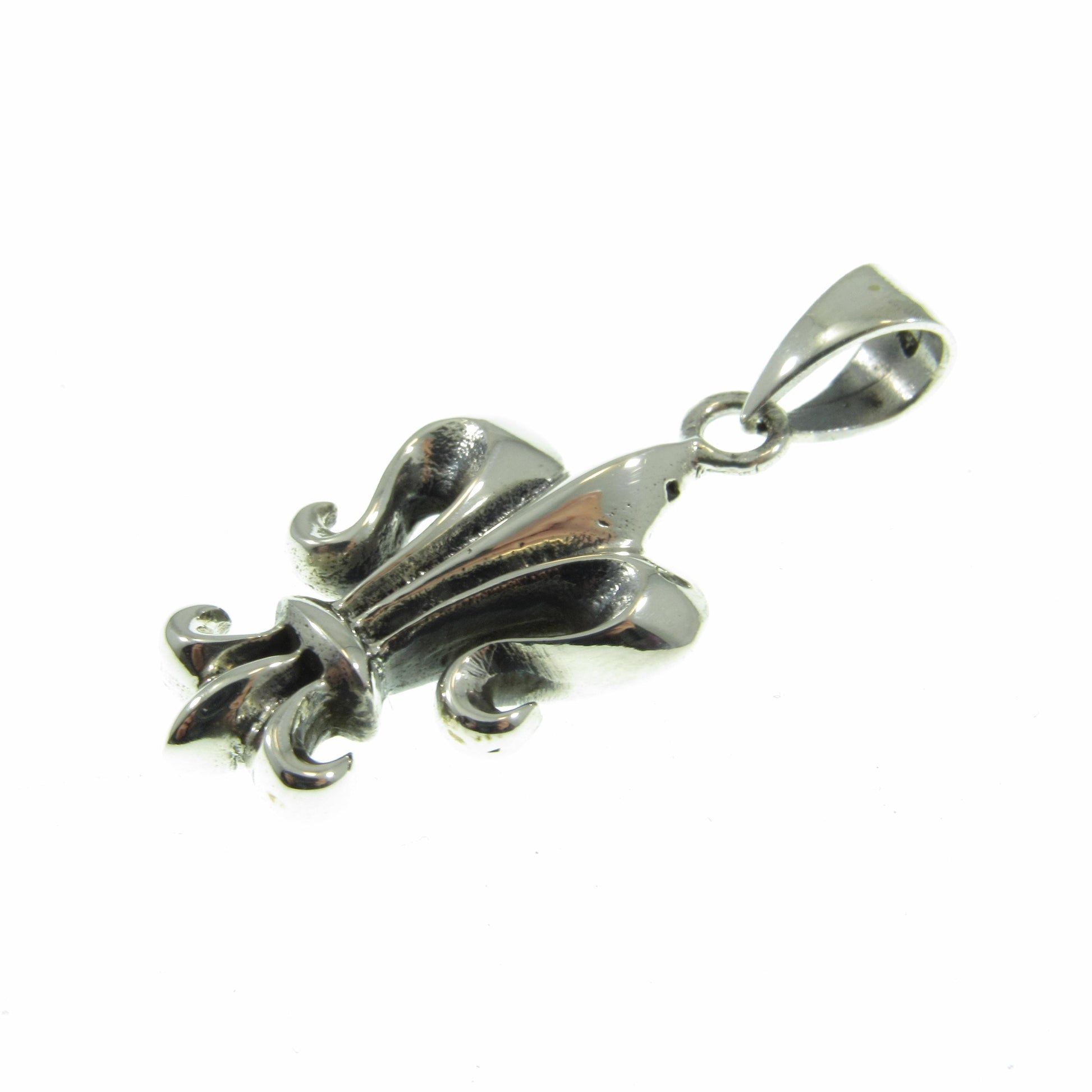 Solid 925 Sterling Silver Fleur-De-Lis Pendant, Handcrafted Lily Flower Charm, 3D Fleur-de-lys Jewelry for Men or Women