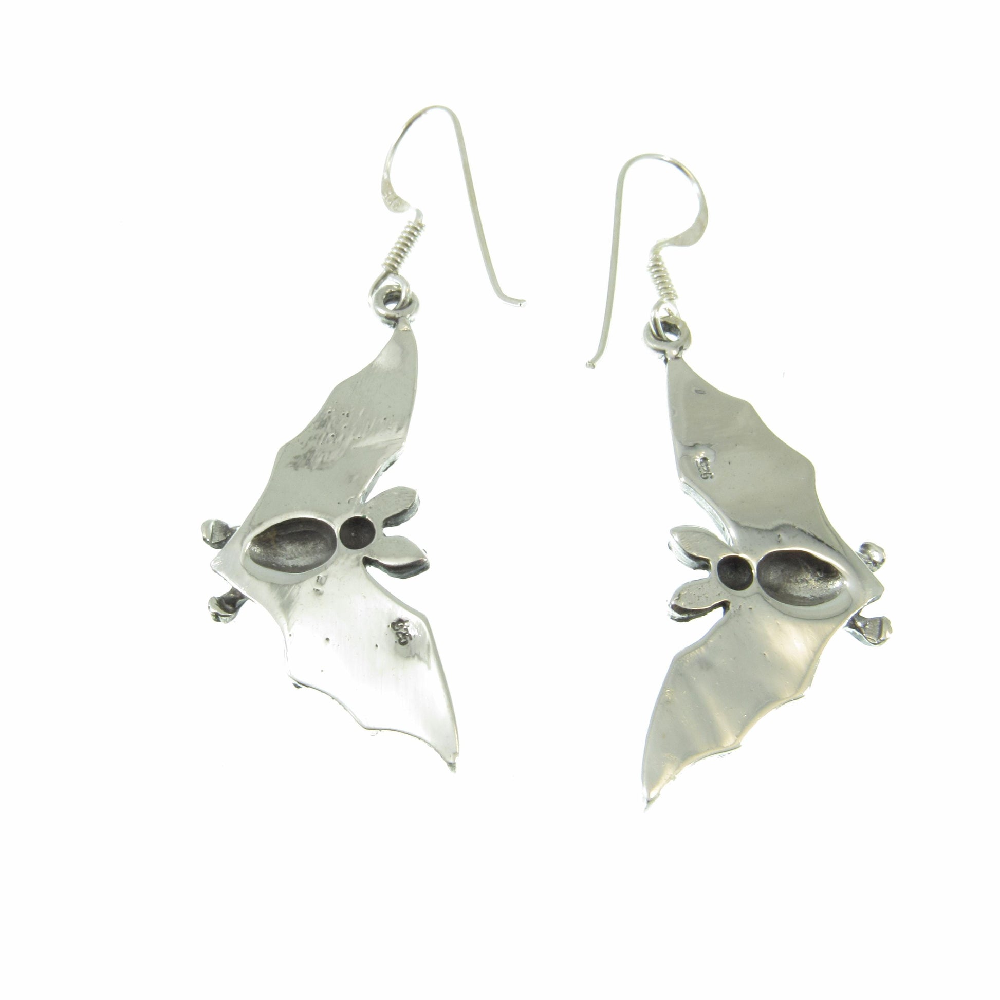 Solid 925 Sterling Silver Vampire Bat Earrings, Handcrafted Drop Dangle Hook Earrings, Spooky Halloween Jewelry, Winged Witchcore Bats