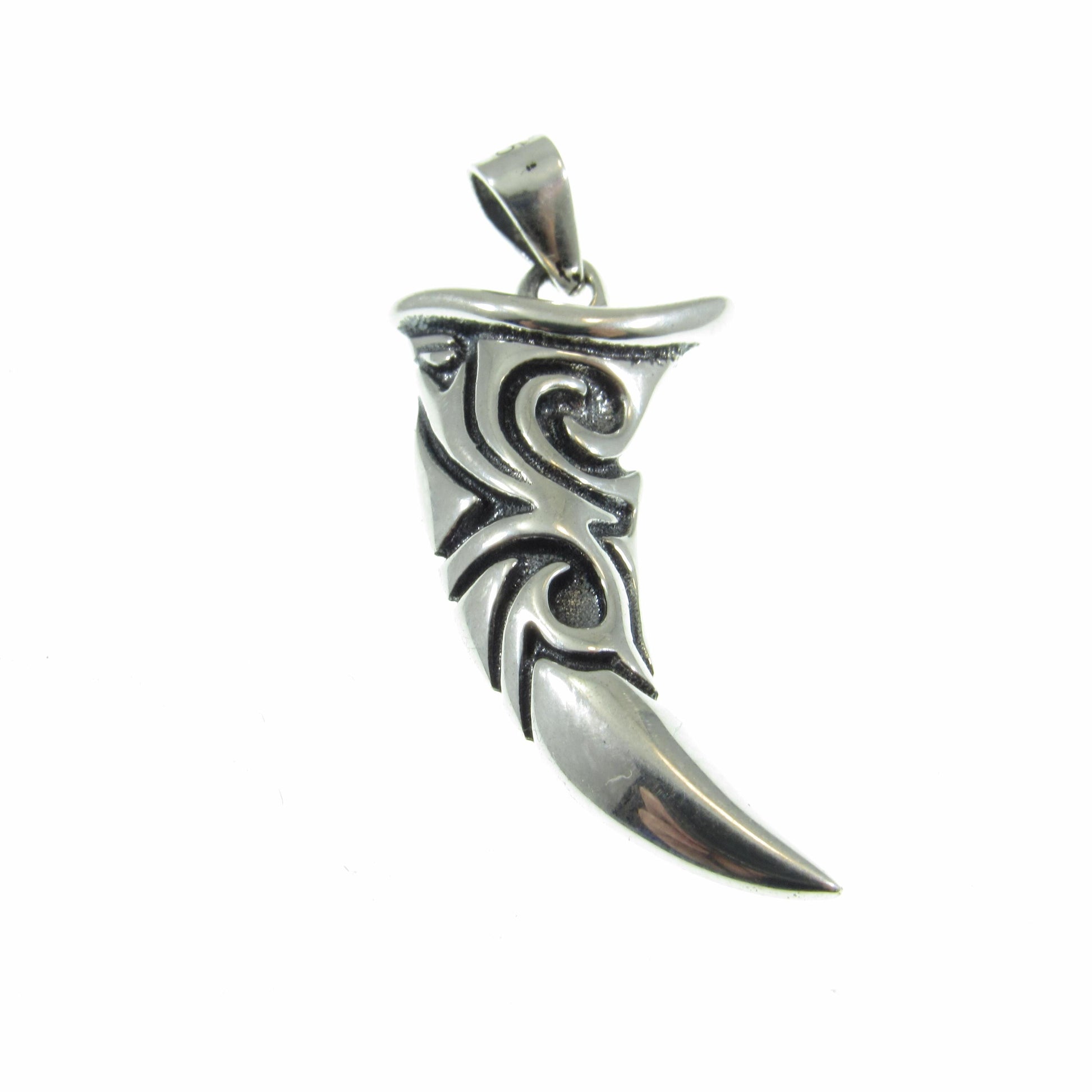 Solid 925 Sterling Silver Tribal Tooth Pendant, Wolf Fang Charm, Handcrafted Viking Jewelry, Norse Spirit Animal Totem, Sabertooth Talisman