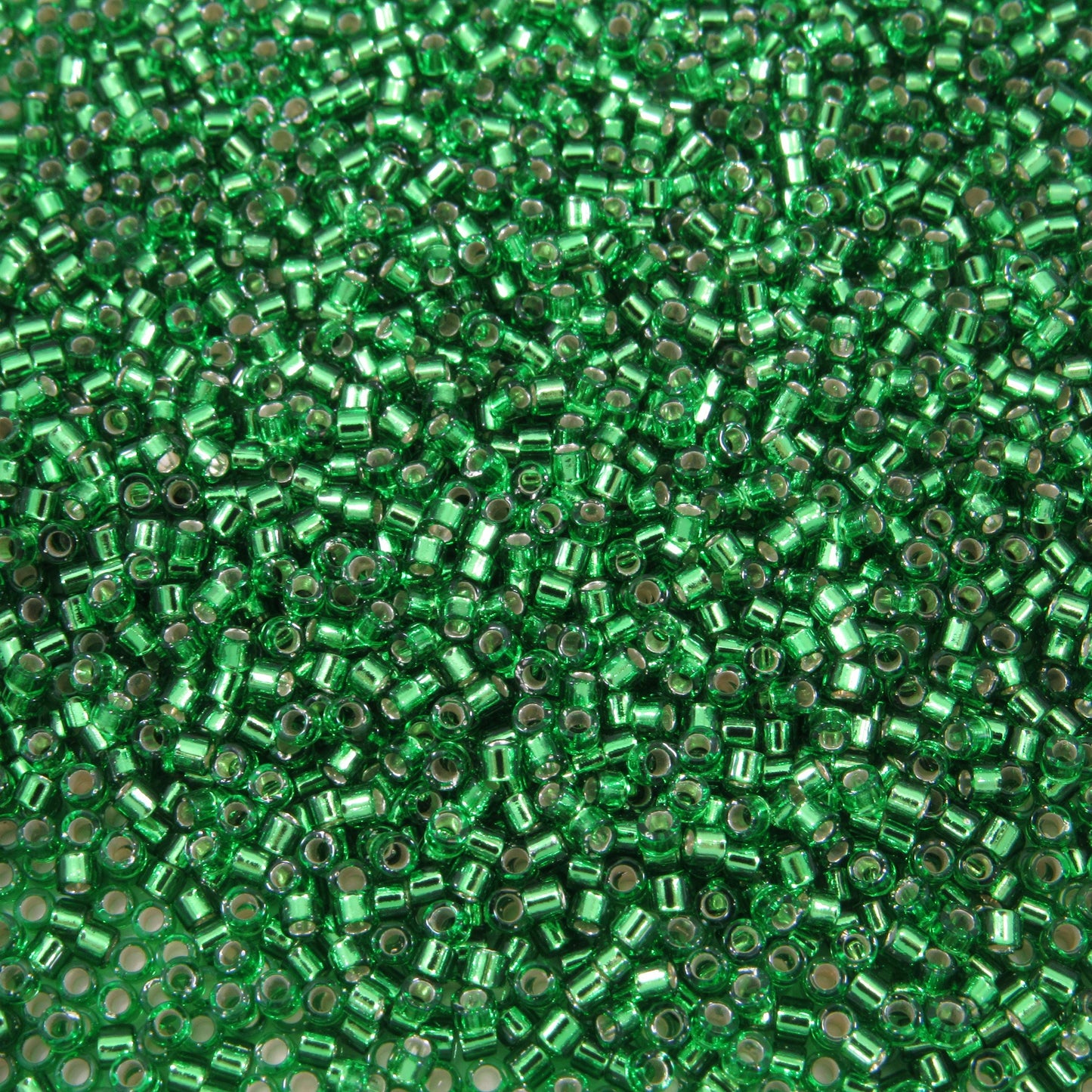 DB0046 11/0 Miyuki Silver Lined Green Delica Seed Beads, 5 Grams Tube, 25 Grams Bag, DB46, DB-46 Japanese Glass Delicas for Jewelry Making