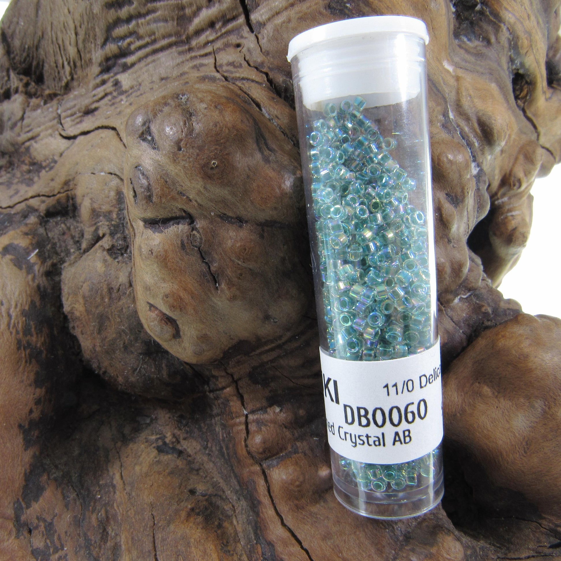 DB0060 11/0 Miyuki Lime Lined Crystal AB Delica Seed Beads, 5 Grams Tube, 25 Grams Bag DB60, DB-60 Japanese Glass Delicas for Jewelry Making