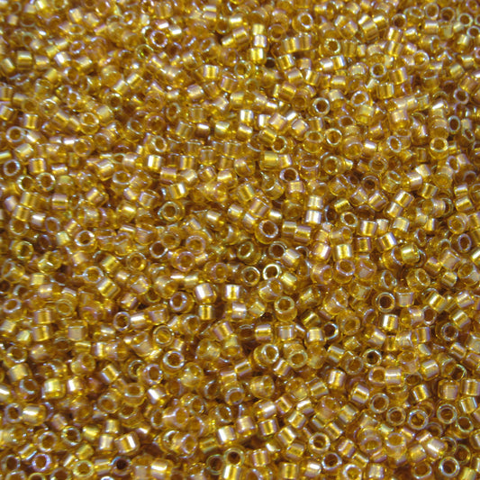 DB0065 11/0 Miyuki Lined Topaz AB Delica Seed Beads, 5 Grams Tube, 25 Grams Bag DB65, DB-65 Japanese Glass Delicas for Jewelry Making
