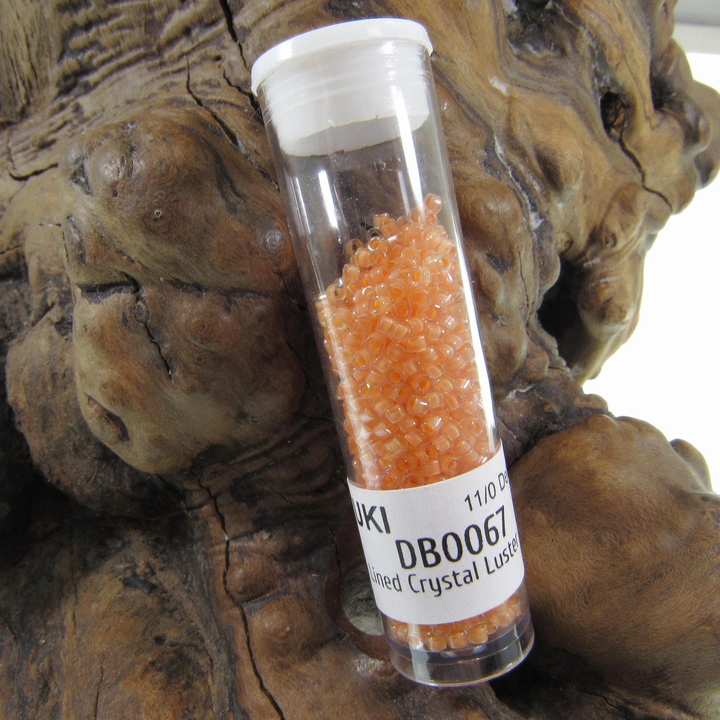 DB0067 11/0 Miyuki Light Peach Lined Crystal Luster Delica Seed Beads, 5 Grams Tube, 25 Grams Bag DB67, DB-67 Japanese Glass Delicas