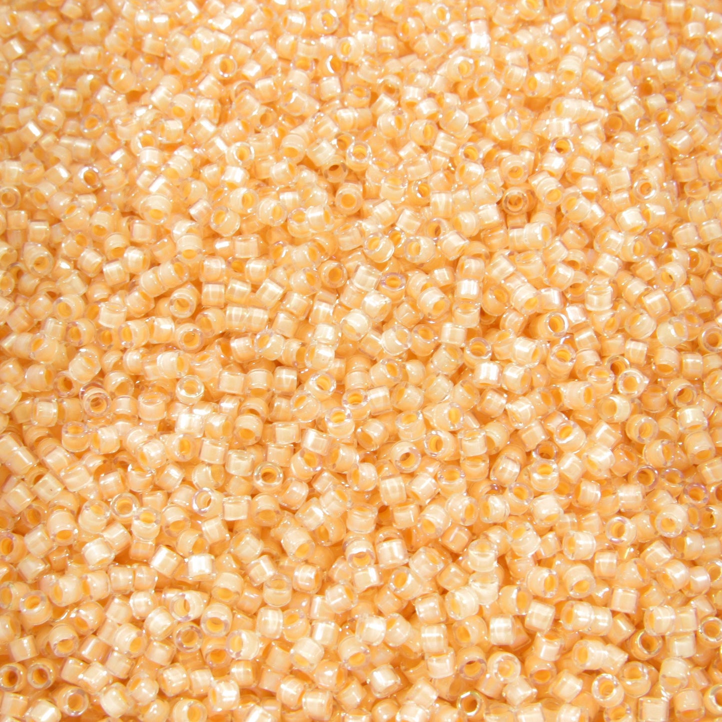 DB0067 11/0 Miyuki Light Peach Lined Crystal Luster Delica Seed Beads, 5 Grams Tube, 25 Grams Bag DB67, DB-67 Japanese Glass Delicas