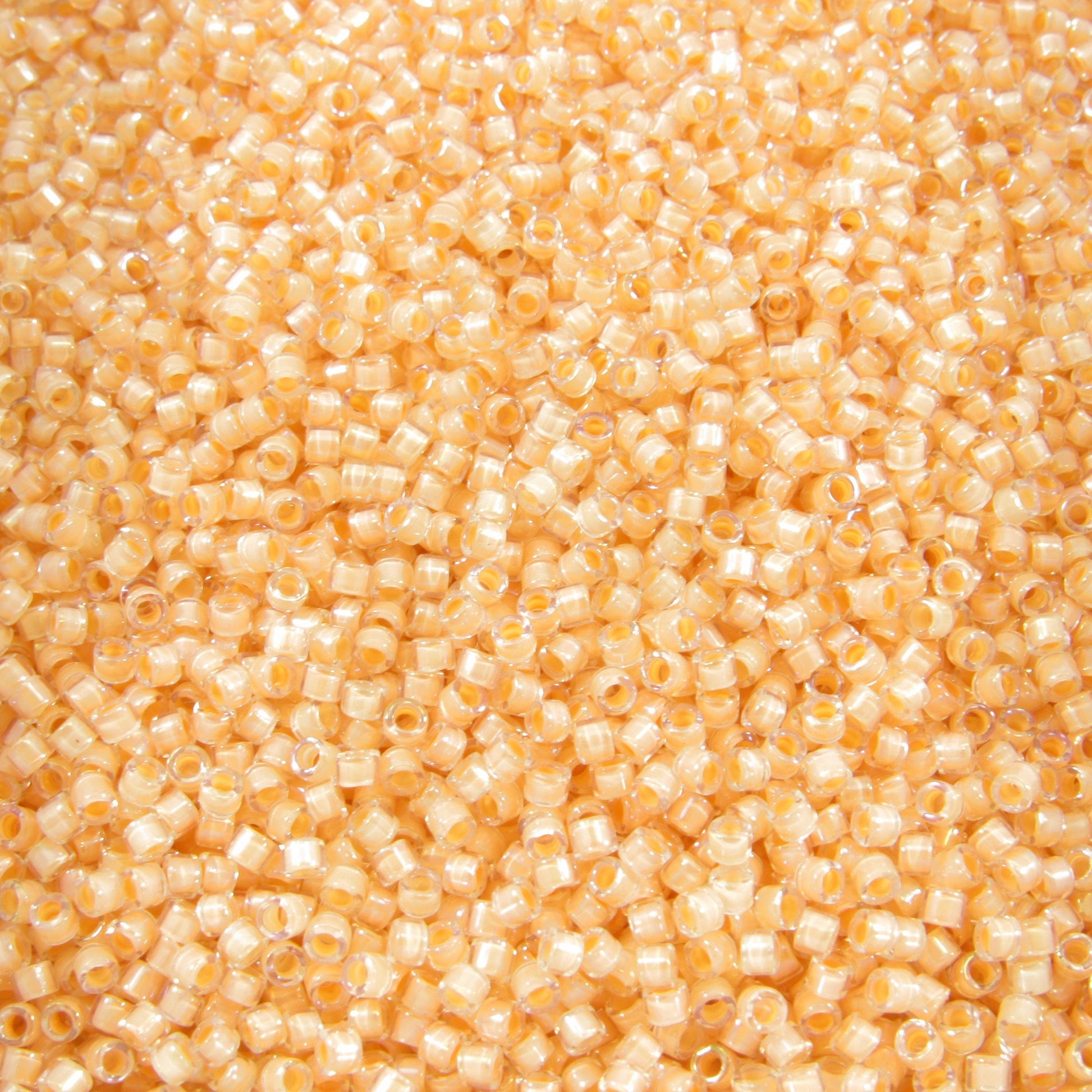 DB0067 11/0 Miyuki Light Peach Lined Crystal Luster Delica Seed Beads, 5 Grams Tube, 25 Grams Bag DB67, DB-67 Japanese Glass Delicas