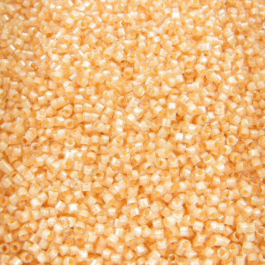 DB0067 11/0 Miyuki Light Peach Lined Crystal Luster Delica Seed Beads, 5 Grams Tube, 25 Grams Bag DB67, DB-67 Japanese Glass Delicas