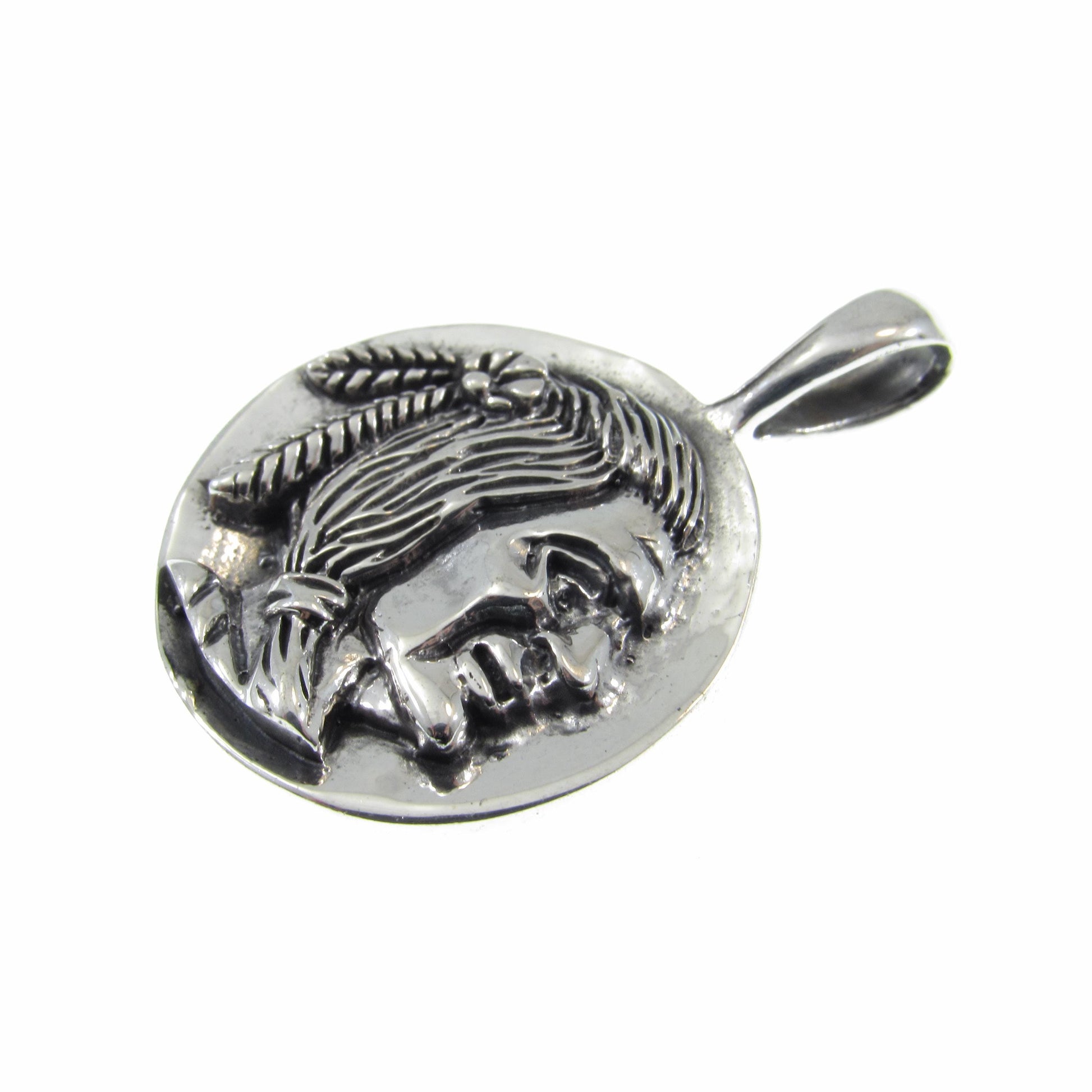 Solid 925 Sterling Silver Native American Indian Head Chief Handcrafted Pendant