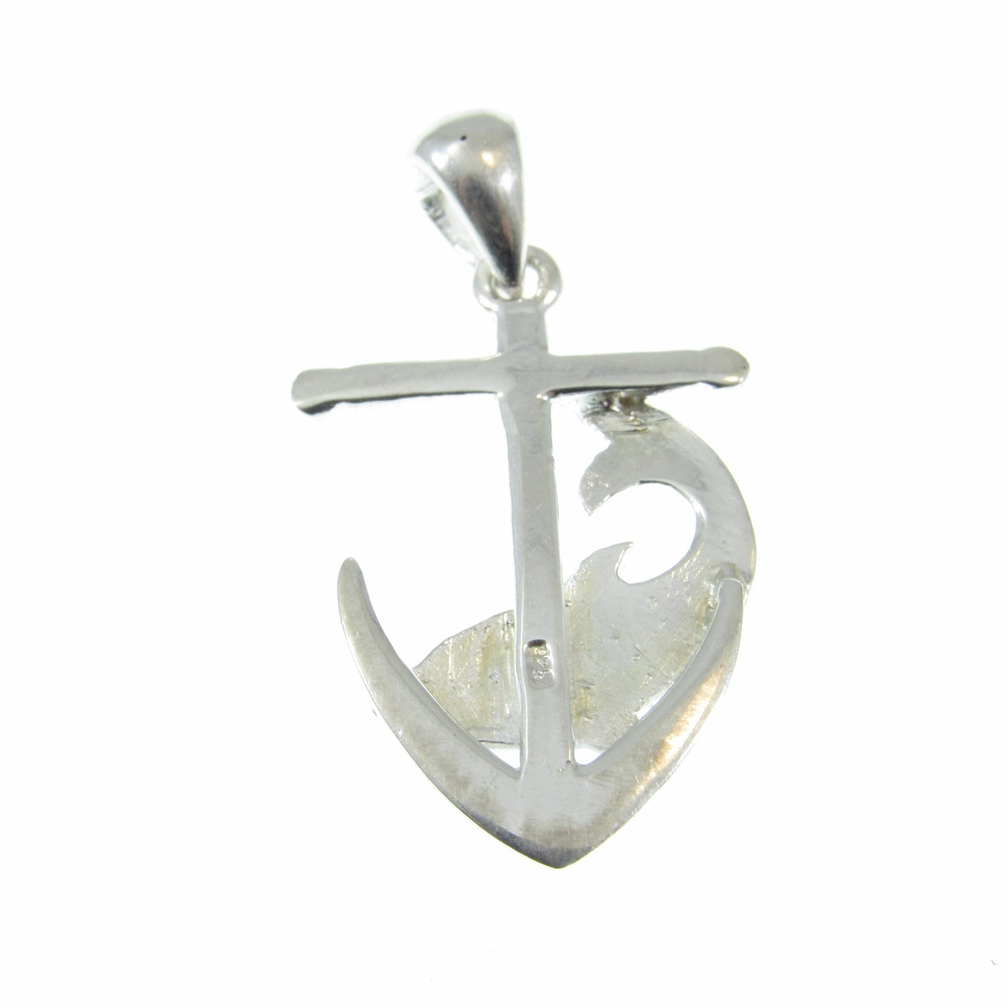 Solid 925 Sterling Silver Dolphin & Anchor Pendant With Inlaid Blue Opal Gemstones, Handcrafted Opals Jewelry, Beach and Nautical Interest