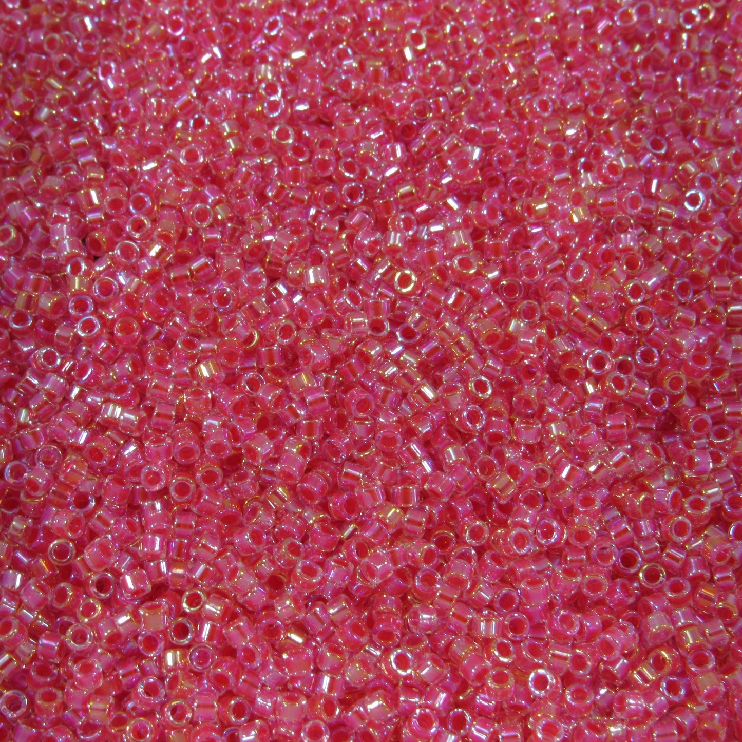 DB0075 11/0 Miyuki Dark Coral Lined Crystal AB Delica Seed Beads, 5 Grams Tube, 25 Grams Bag DB75, DB-75 Japanese Glass Delicas for Jewelry