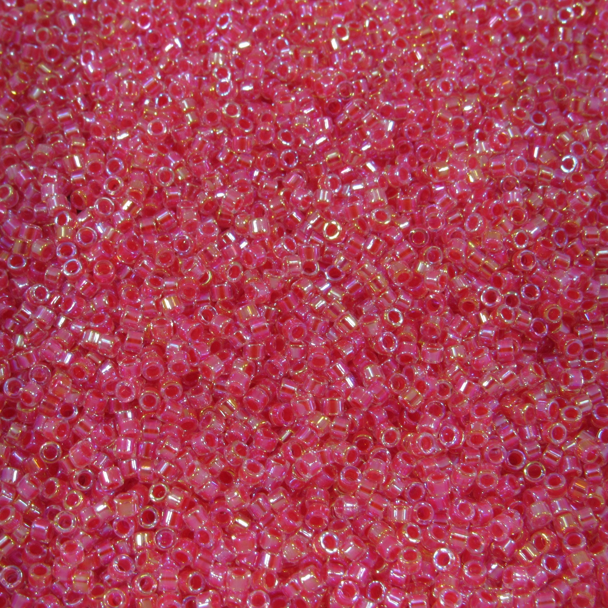 DB0075 11/0 Miyuki Dark Coral Lined Crystal AB Delica Seed Beads, 5 Grams Tube, 25 Grams Bag DB75, DB-75 Japanese Glass Delicas for Jewelry
