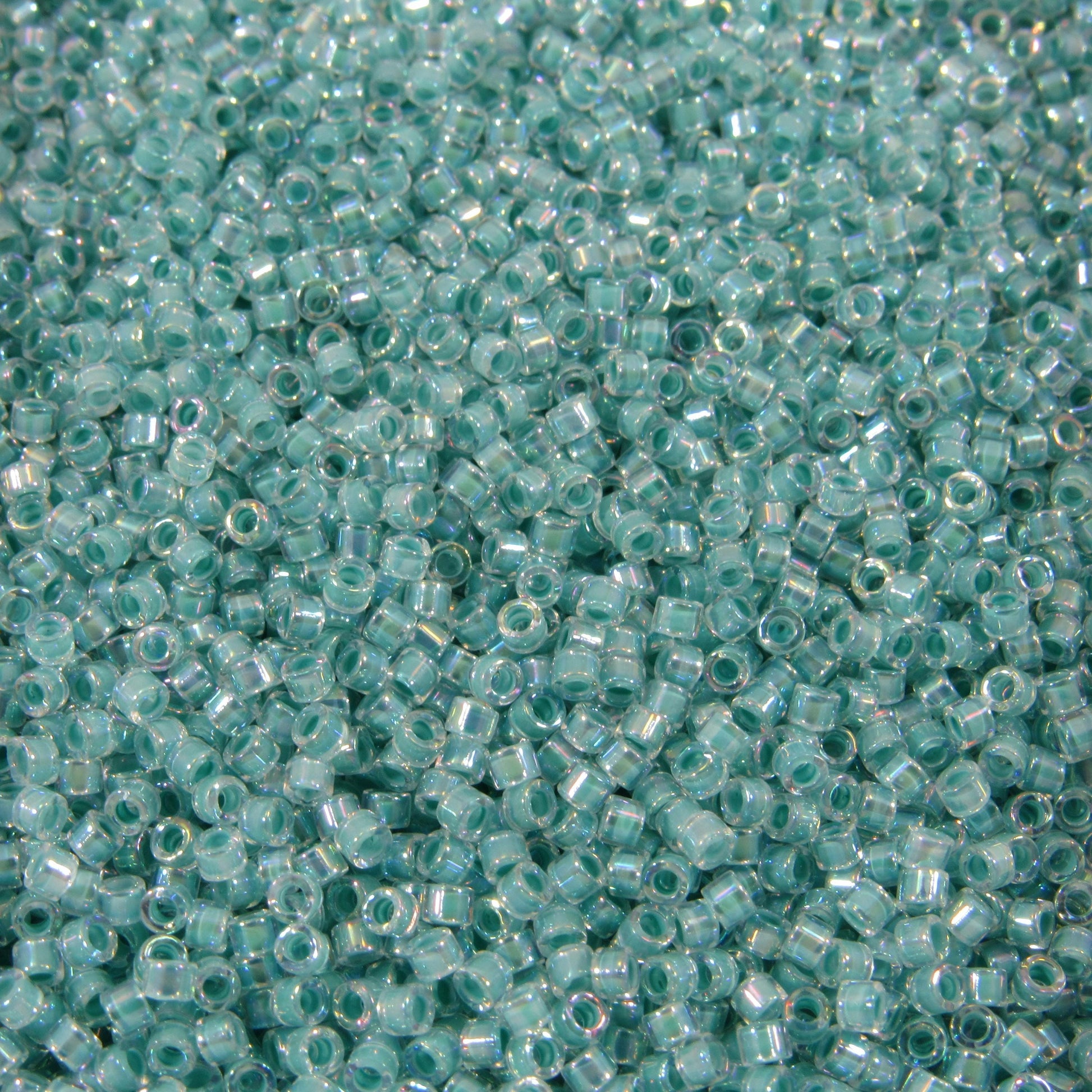 DB0079 11/0 Miyuki Turquoise Green Lined Crystal AB Delica Seed Beads, 5 Grams Tube, 25 Grams Bag DB79, DB-79 Japanese Glass Delicas
