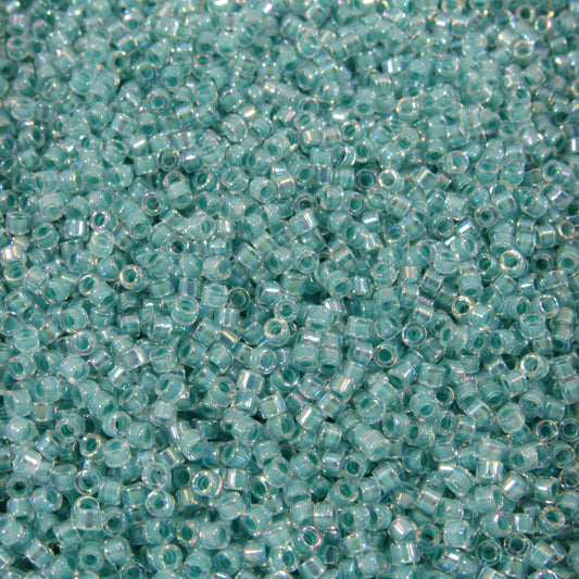 DB0079 11/0 Miyuki Turquoise Green Lined Crystal AB Delica Seed Beads, 5 Grams Tube, 25 Grams Bag DB79, DB-79 Japanese Glass Delicas