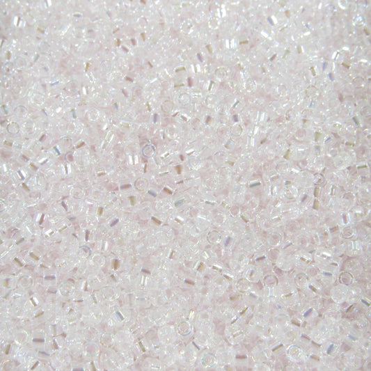 DB0082 11/0 Miyuki Transparent Pale Pink AB Delica Seed Beads, 5 Grams Tube, 25 Grams Bag DB82, DB-82 Japanese Glass Delicas for Jewelry