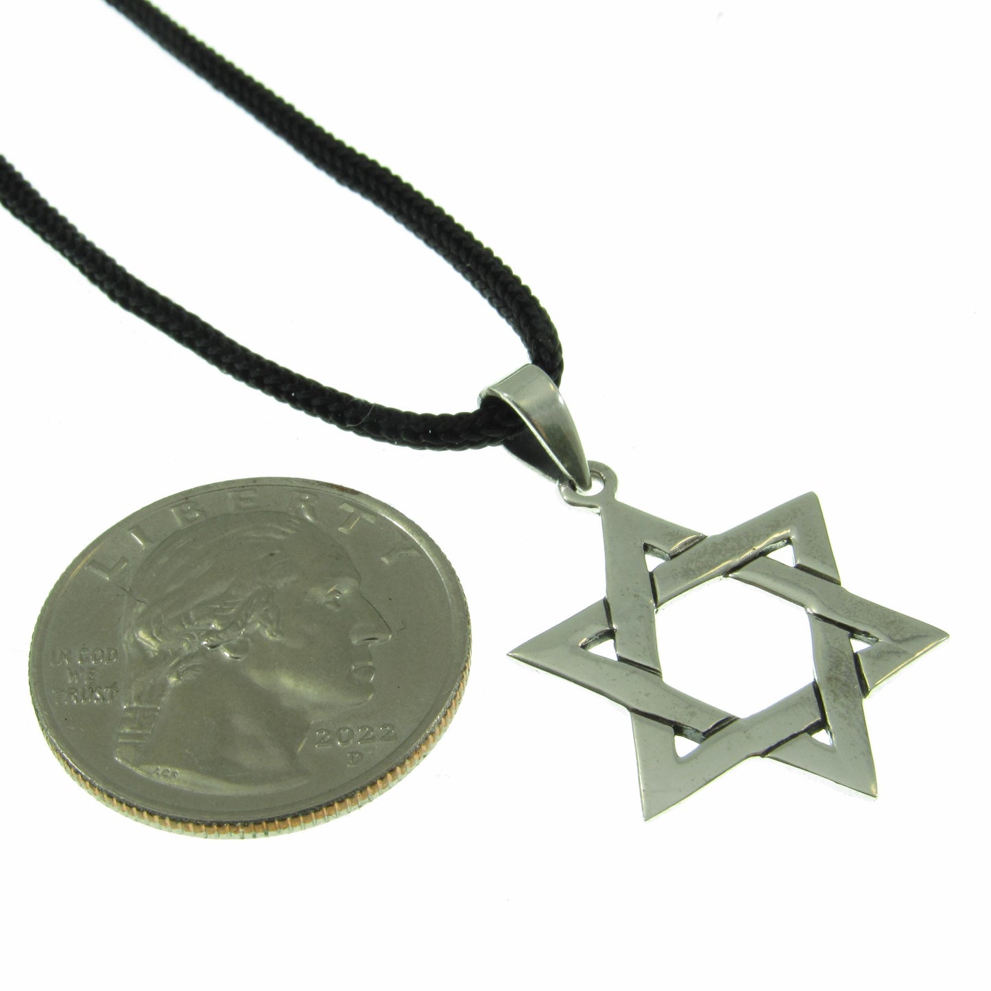 Jewish Star Necklace for Men - Solid 925 Sterling Silver Star of David Pendant - Mens Religious Jewelry - Men's Nylon Cord or Curb Chain