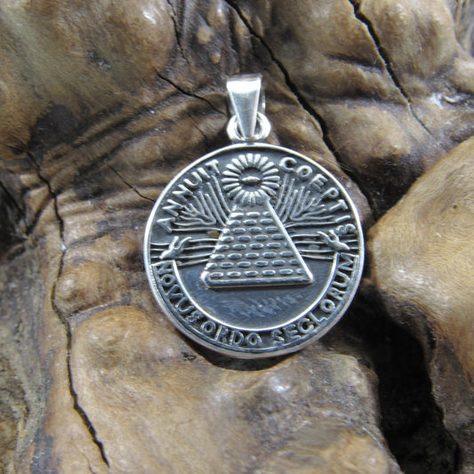 Solid 925 Sterling Silver Novus Ordo Seclorum Pendant, Annuit Coeptis Charm, Great Seal of the United States Jewelry, 1776 Declaration