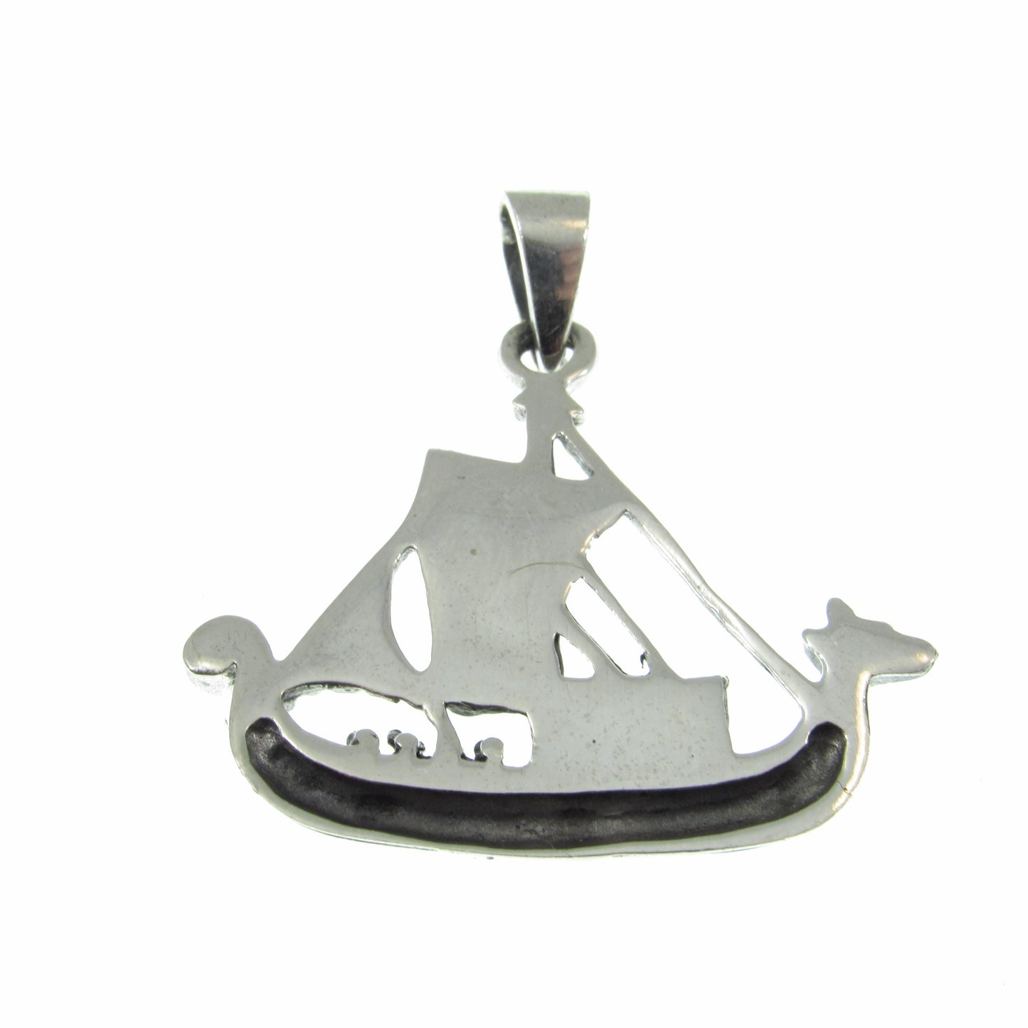 Solid 925 Sterling Silver Viking Ship Pendant – Norse Dragon Boat Necklace Pendant, Nordic Heritage Jewelry, Handcrafted Scandinavian Gift