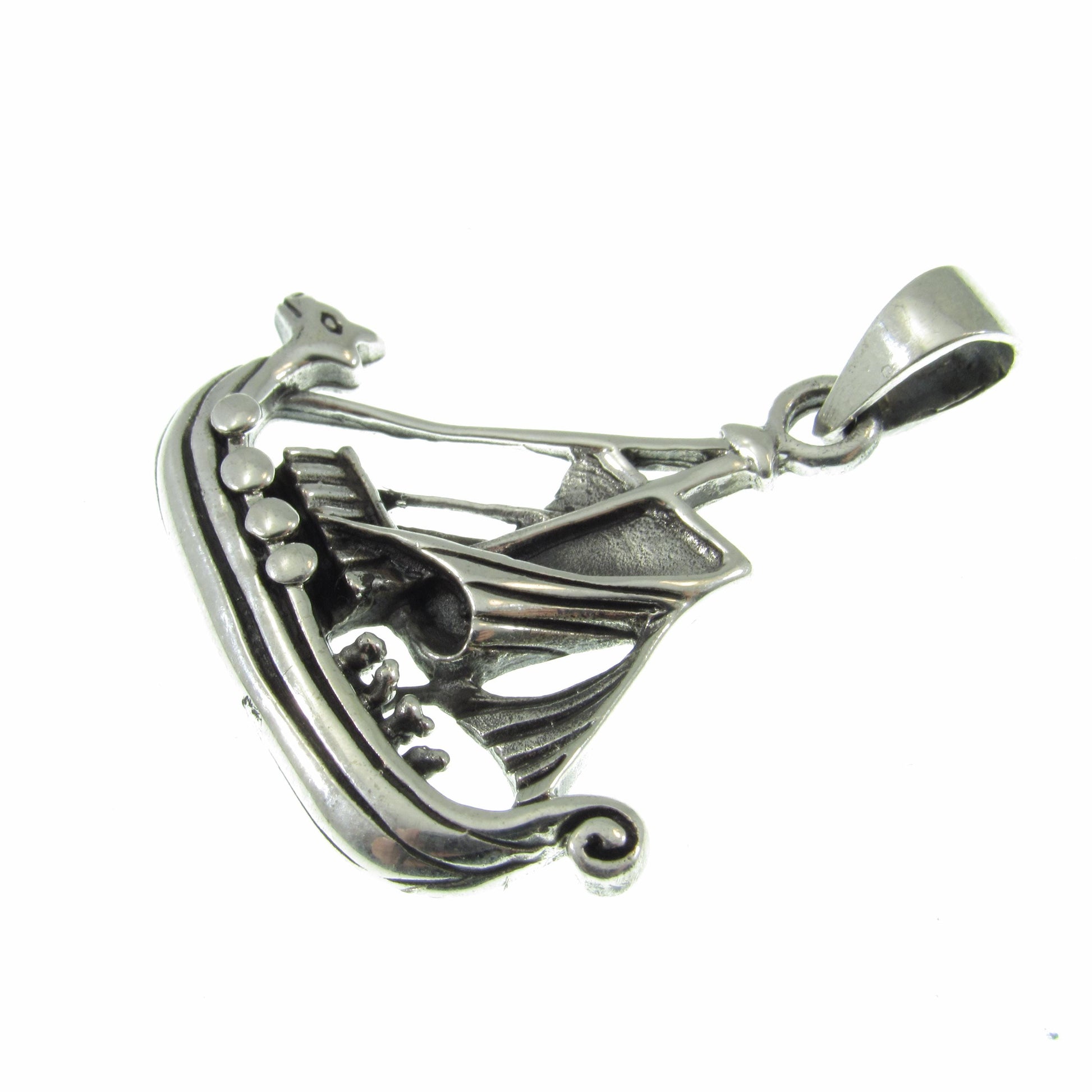Solid 925 Sterling Silver Viking Ship Pendant – Norse Dragon Boat Necklace Pendant, Nordic Heritage Jewelry, Handcrafted Scandinavian Gift