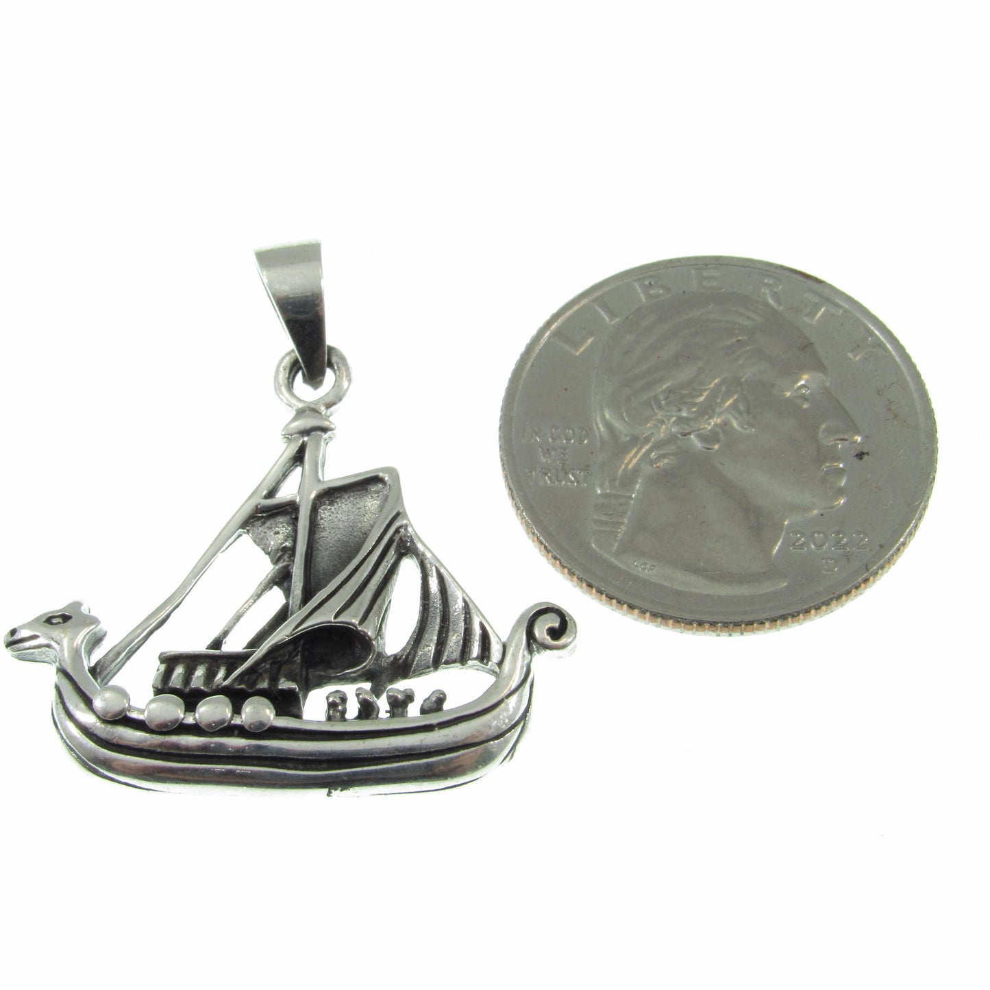 Solid 925 Sterling Silver Viking Ship Pendant – Norse Dragon Boat Necklace Pendant, Nordic Heritage Jewelry, Handcrafted Scandinavian Gift