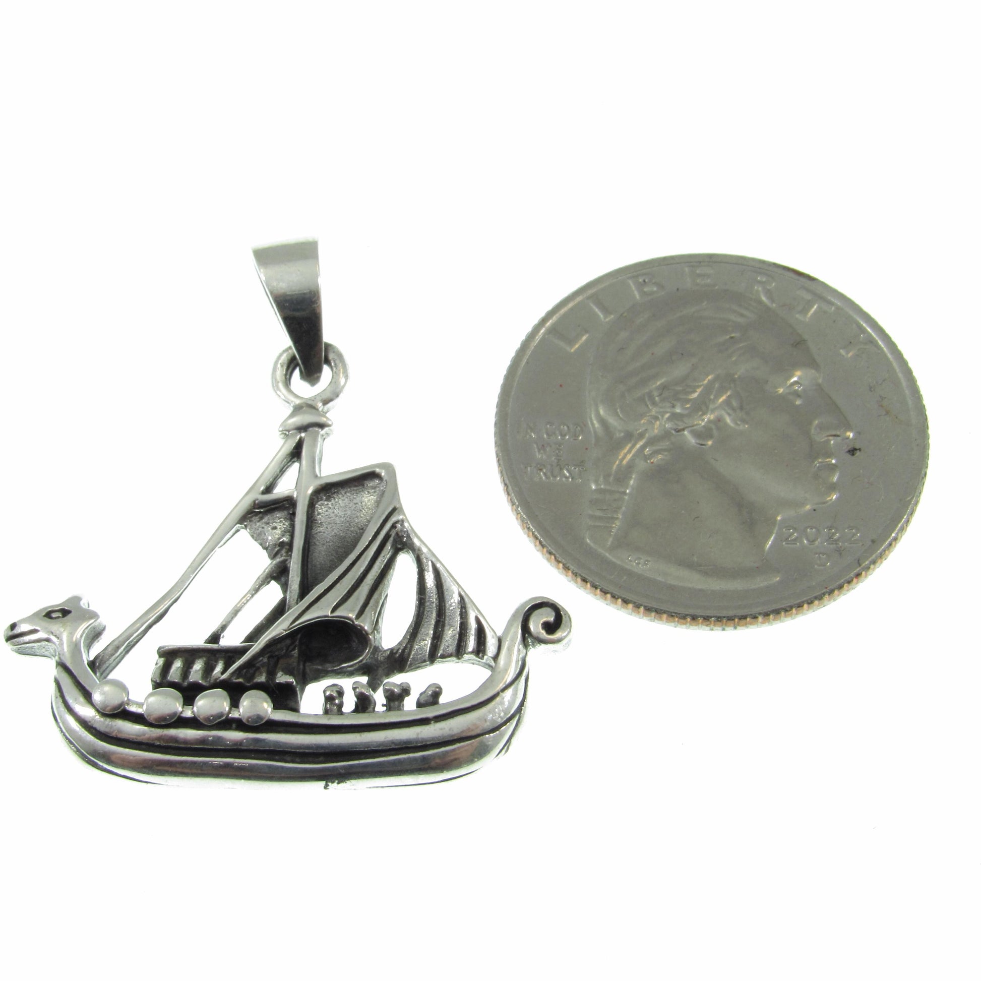 Solid 925 Sterling Silver Viking Ship Pendant – Norse Dragon Boat Necklace Pendant, Nordic Heritage Jewelry, Handcrafted Scandinavian Gift