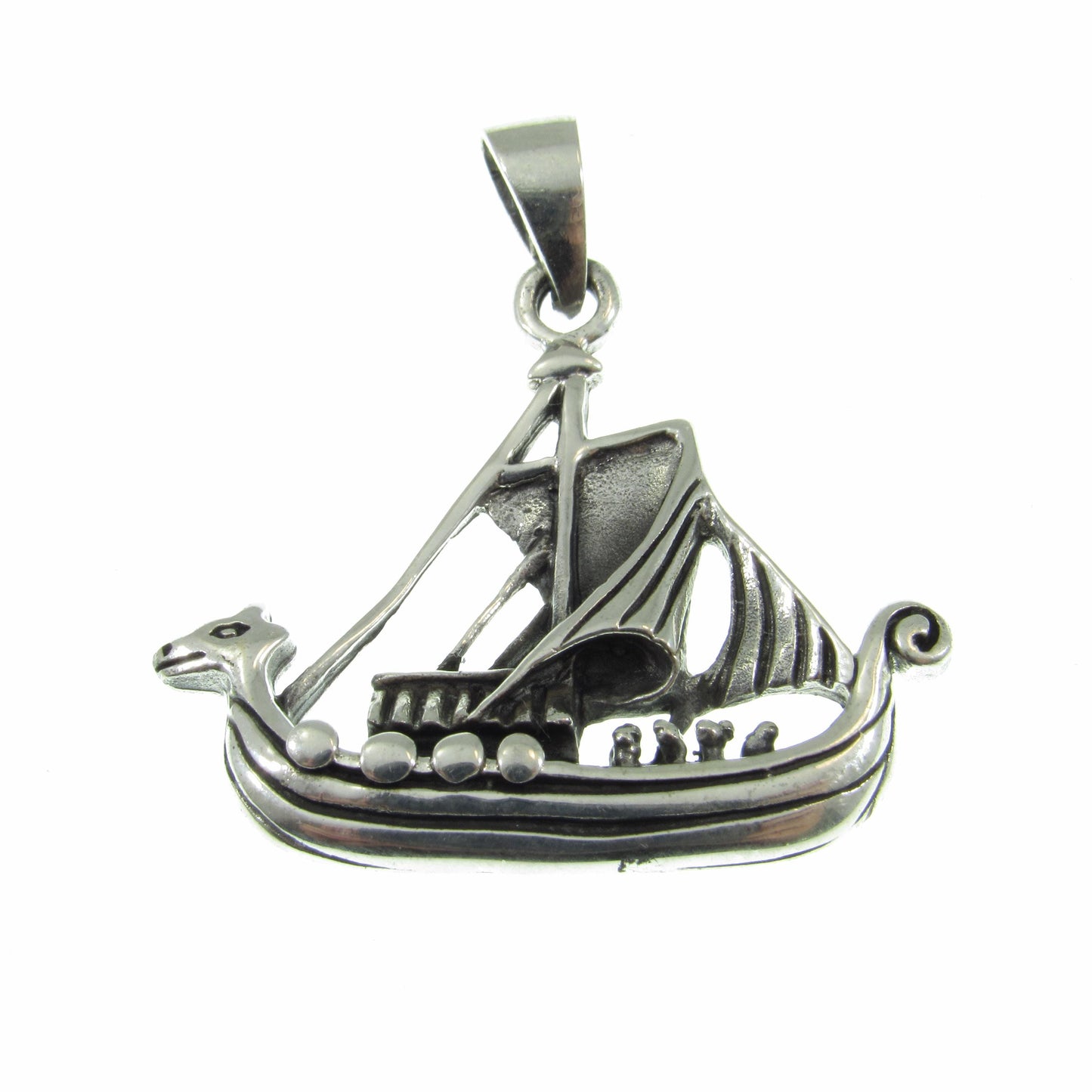 Solid 925 Sterling Silver Viking Ship Pendant – Norse Dragon Boat Necklace Pendant, Nordic Heritage Jewelry, Handcrafted Scandinavian Gift