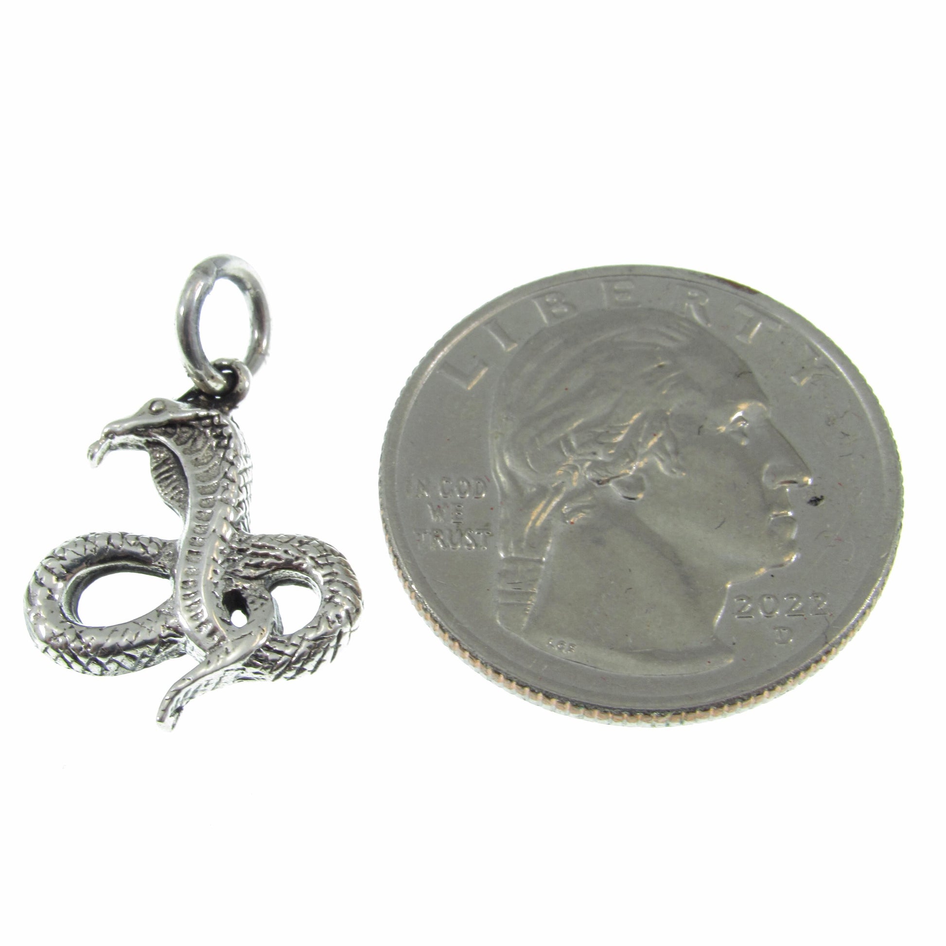 Solid 925 Sterling Silver Cobra Snake Pendant, Snake Charming Dancing Cobra, Gothic Reptile Jewelry, Serpent Necklace Charm
