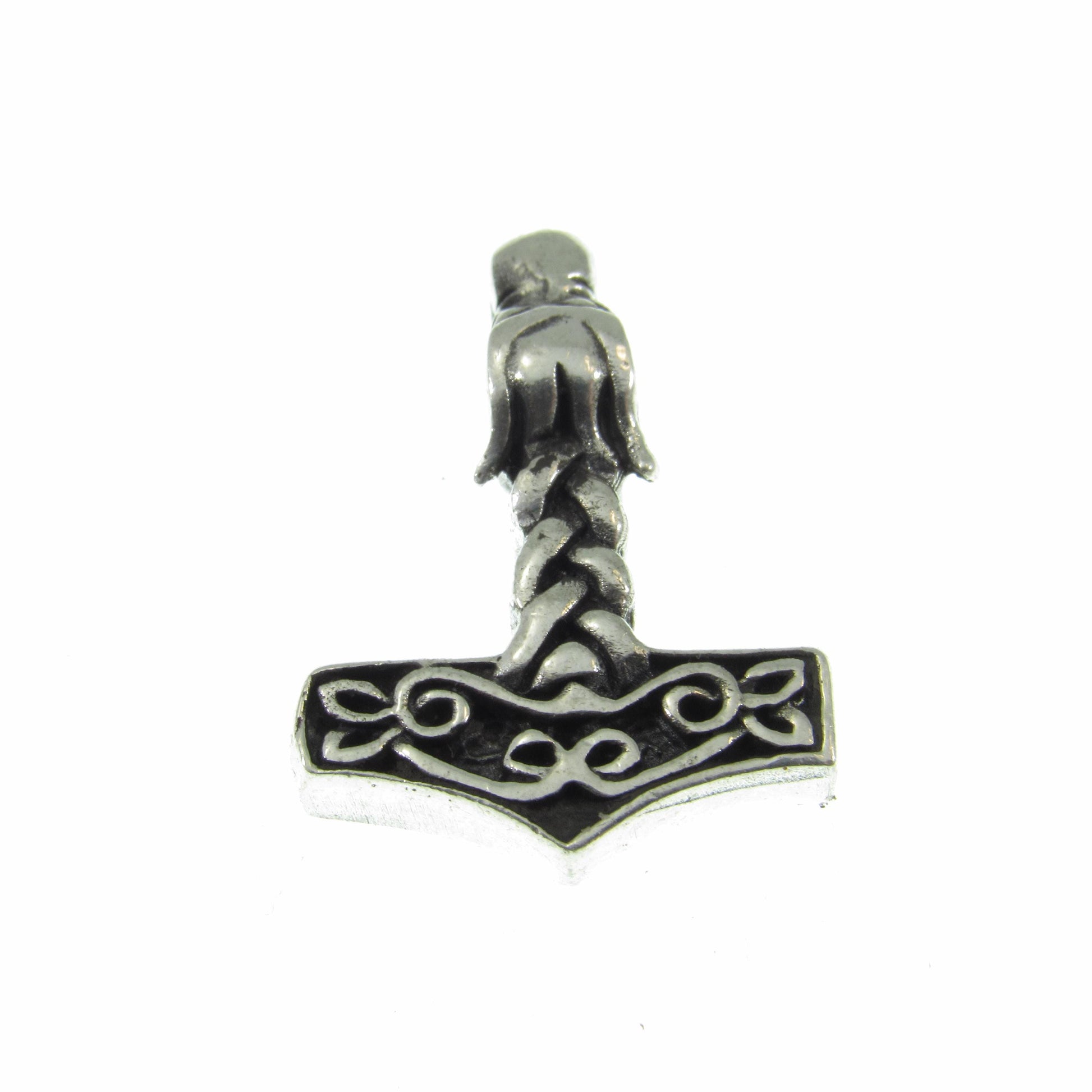 Solid 925 Sterling Silver Viking Thor's Hammer Necklace, Fenrir Wolf Slide Pendant, Celtic Jewelry with Solid Silver 1.1mm Box Chain, Unisex