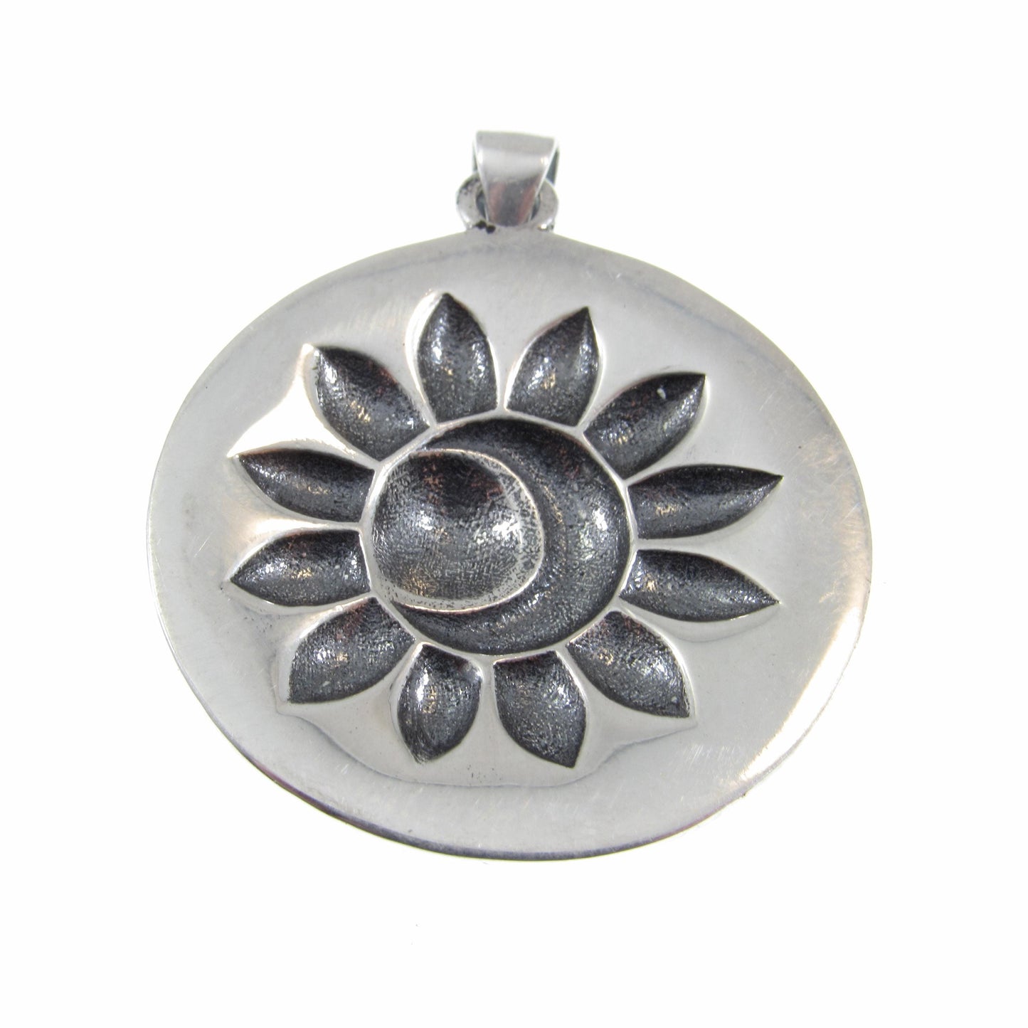 Solid 925 Sterling Silver Sun and Moon Faces Pendant - Zodiac Wheel - Astrology Necklace Amulet, Celestial Jewelry, Gift for Astrologers