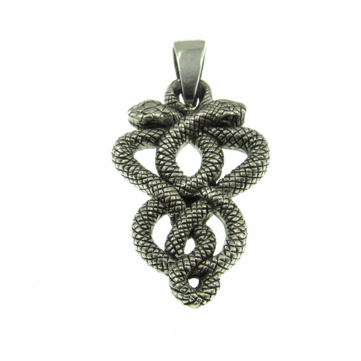 Solid 925 Sterling Silver Double Serpent Pendant – Handcrafted Snake Necklace Amulet, Ouroboros, Occult, Esoteric, Symbolic Jewelry