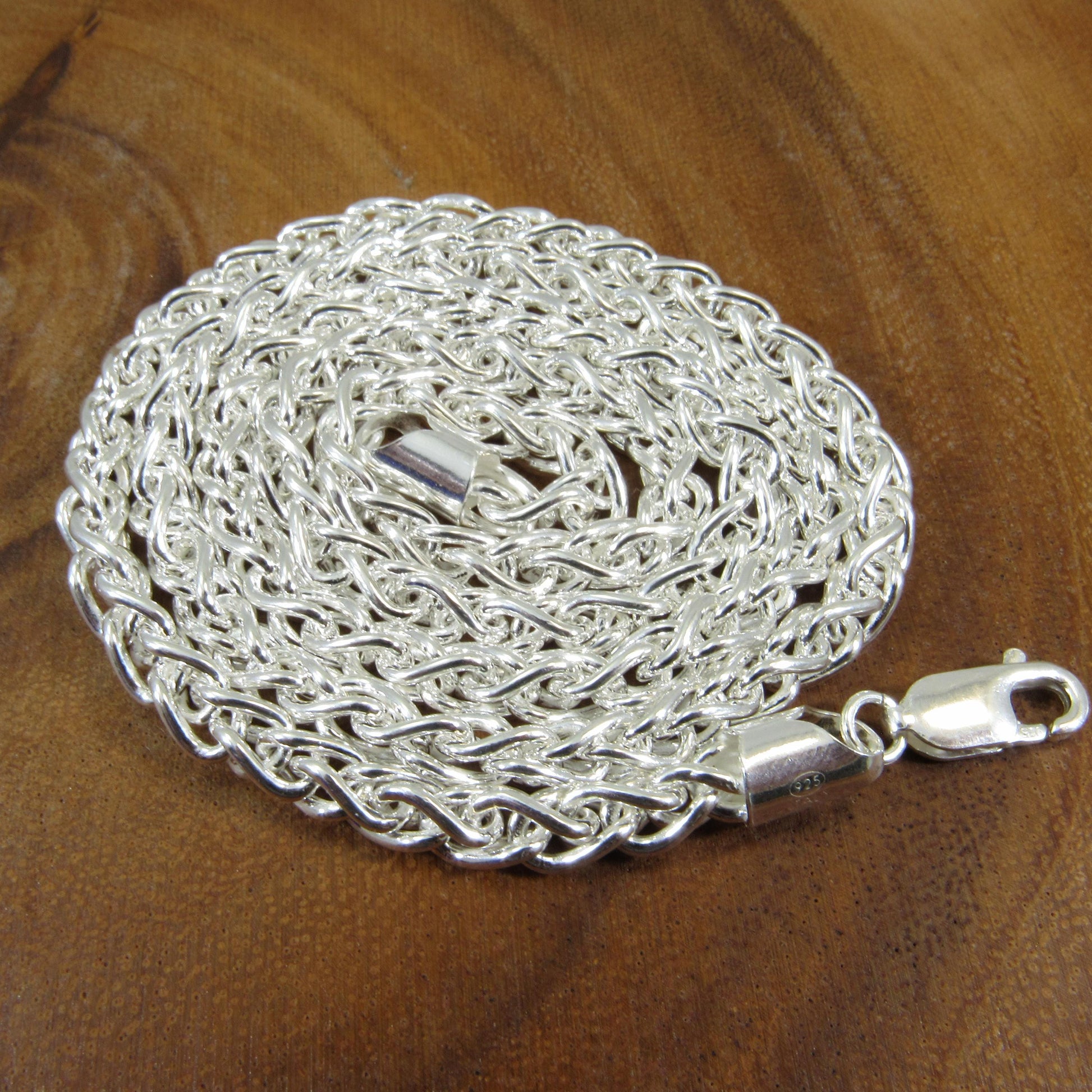 5.5MM Solid 925 Sterling Silver Wheat Chain for Men, Italian Spiga Necklace, Men's Necklace Chain, Made in Italy Wheat 120 Gauge