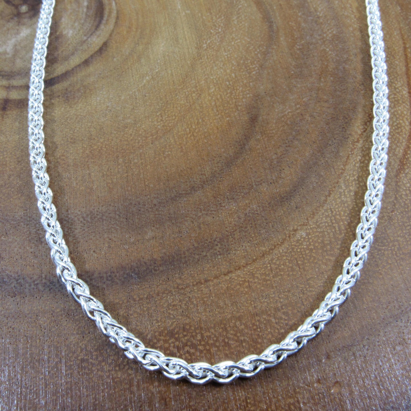 3.5MM Solid 925 Sterling Silver Wheat Chain for Men & Women, Italian Spiga Necklace, Bracelet or Necklace Chain, Made in Italy, 080 Gauge