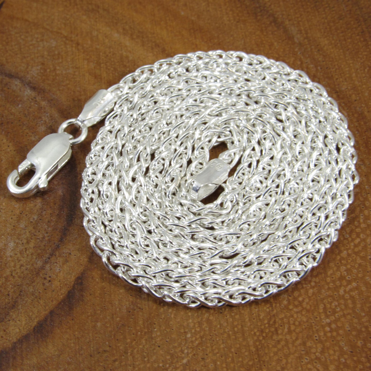 2.5MM Solid 925 Sterling Silver Wheat Chain for Men & Women, Italian Spiga Necklace, Bracelet or Necklace Chain, Made in Italy, 060 Gauge