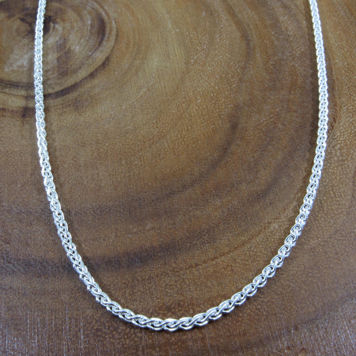 2.5MM Solid 925 Sterling Silver Wheat Chain for Men & Women, Italian Spiga Necklace, Bracelet or Necklace Chain, Made in Italy, 060 Gauge