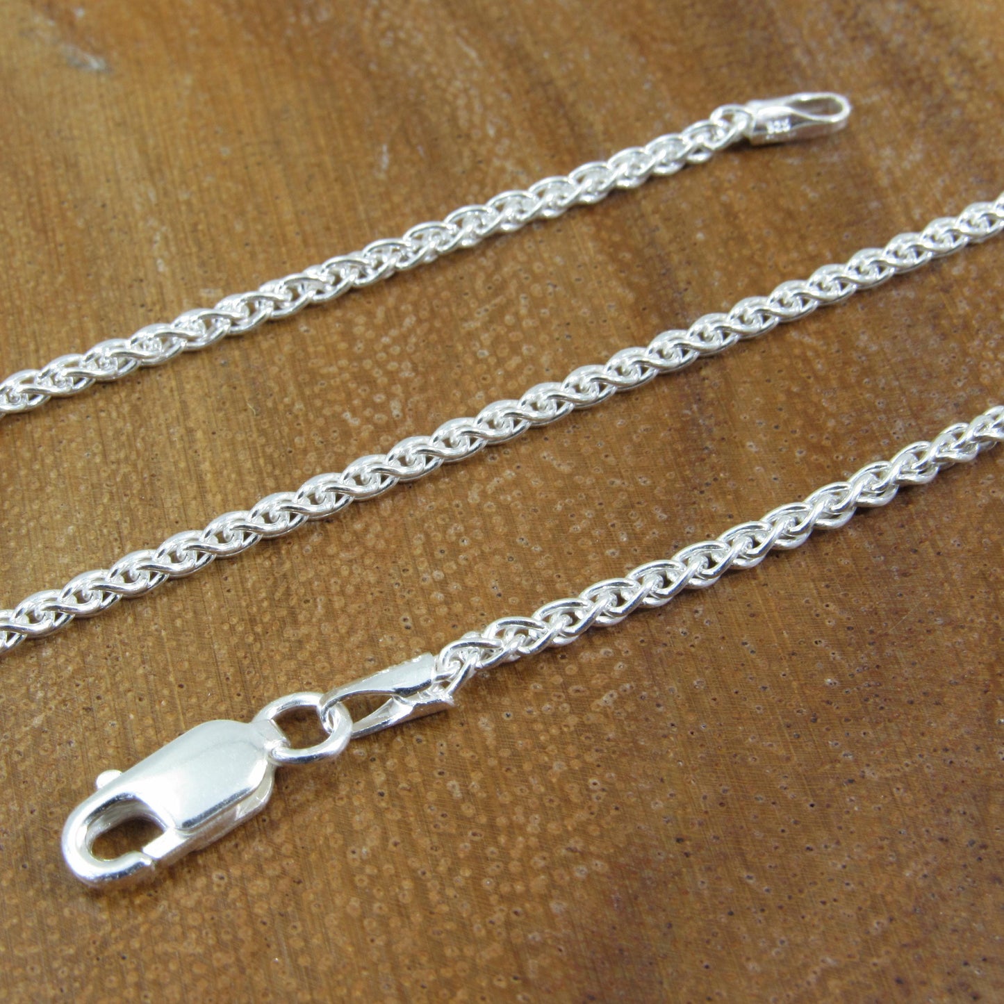 1.9MM Solid 925 Sterling Silver Wheat Chain for Women, Women's Italian Spiga Necklace, Layering Necklace Chain, Made in Italy, 045 Gauge