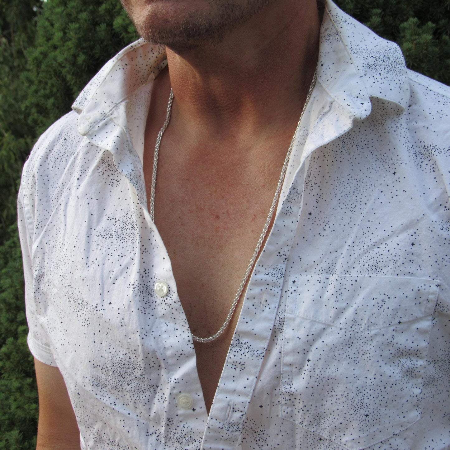 3.5MM Solid 925 Sterling Silver Wheat Chain for Men & Women, Italian Spiga Necklace, Bracelet or Necklace Chain, Made in Italy, 080 Gauge