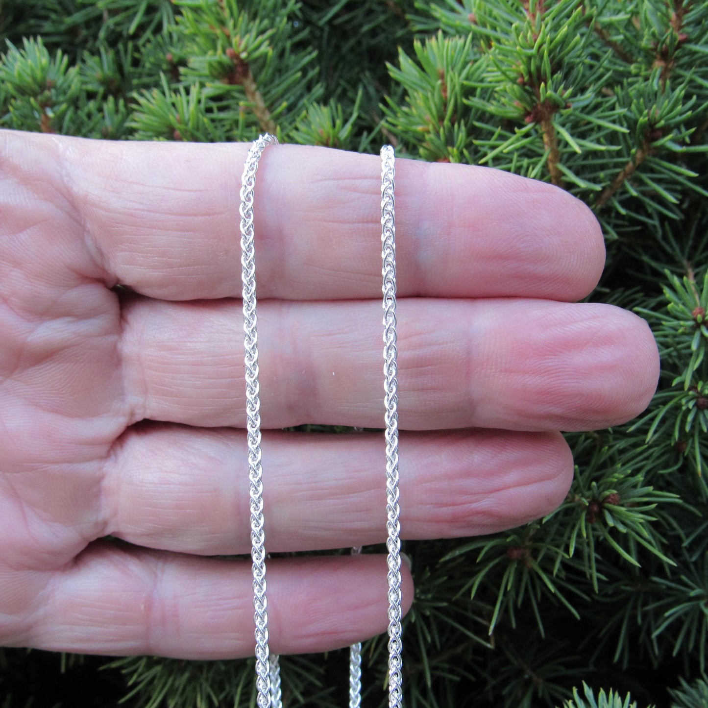 1.9MM Solid 925 Sterling Silver Wheat Chain for Women, Women's Italian Spiga Necklace, Layering Necklace Chain, Made in Italy, 045 Gauge