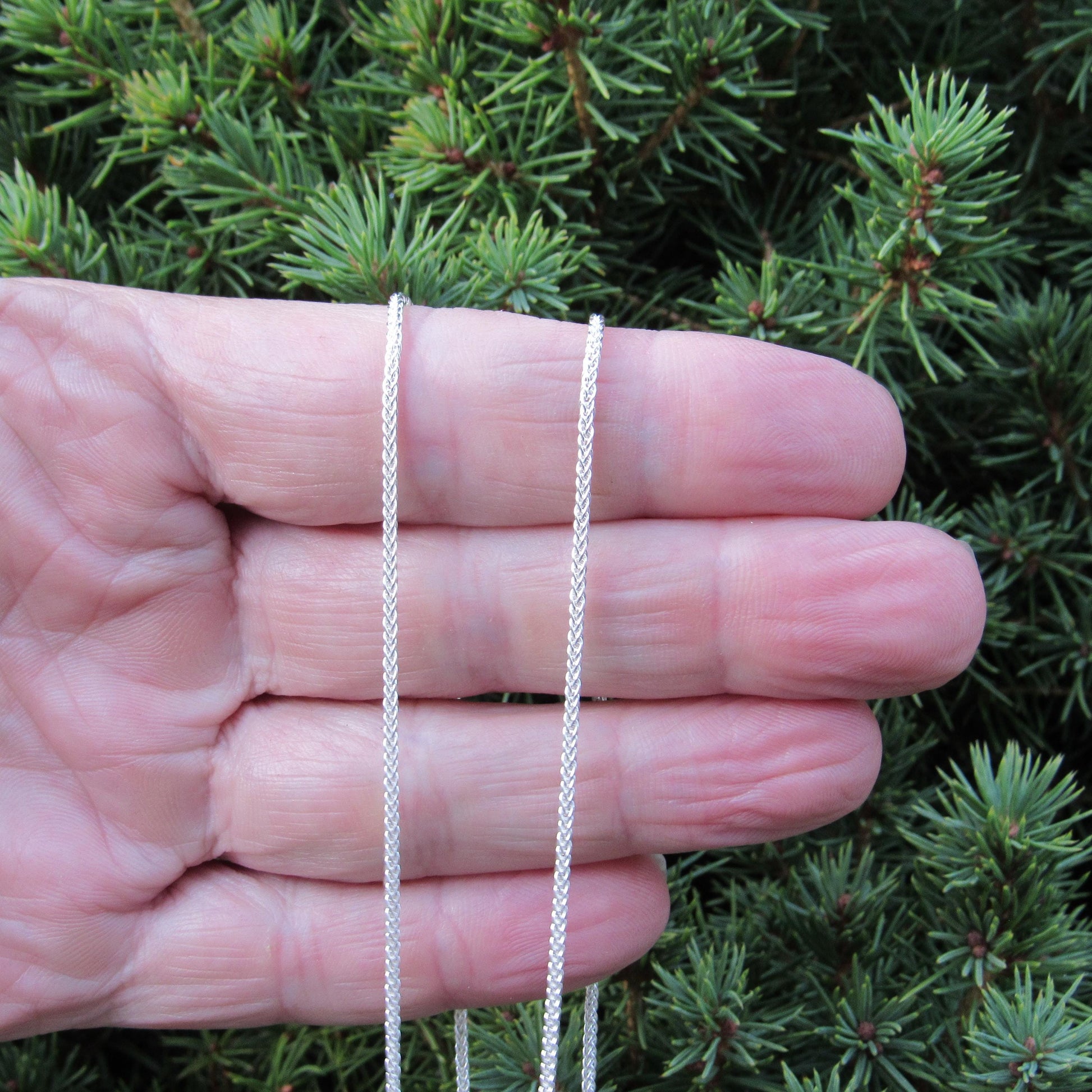 1.6MM Solid 925 Sterling Silver Wheat Chain for Women, Women's Italian Spiga Necklace, Layering Necklace Chain, Made in Italy, 035 Gauge