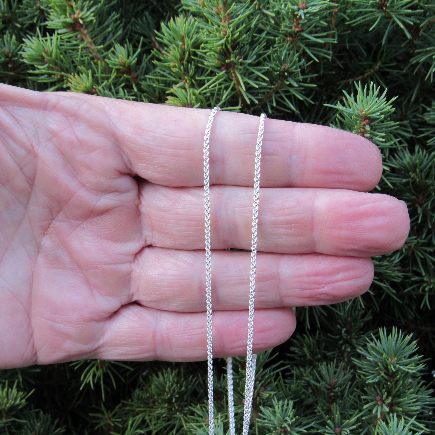 1.4MM Solid 925 Sterling Silver Wheat Chain for Women, Women's Italian Spiga Necklace, Layering Necklace Chain, Made in Italy, 030 Gauge