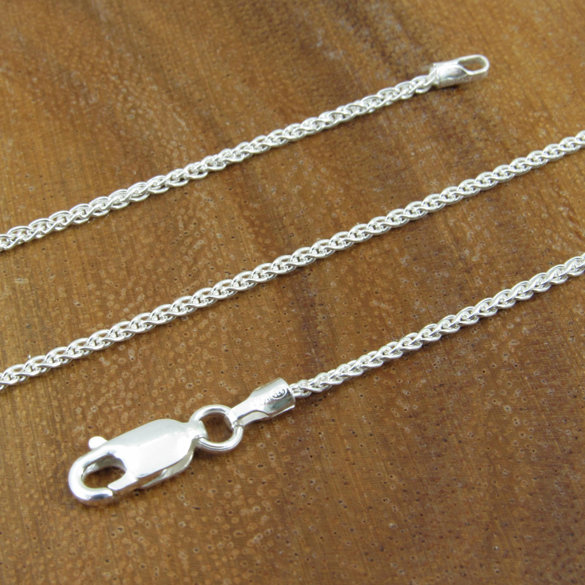 1.4MM Solid 925 Sterling Silver Wheat Chain for Women, Women's Italian Spiga Necklace, Layering Necklace Chain, Made in Italy, 030 Gauge