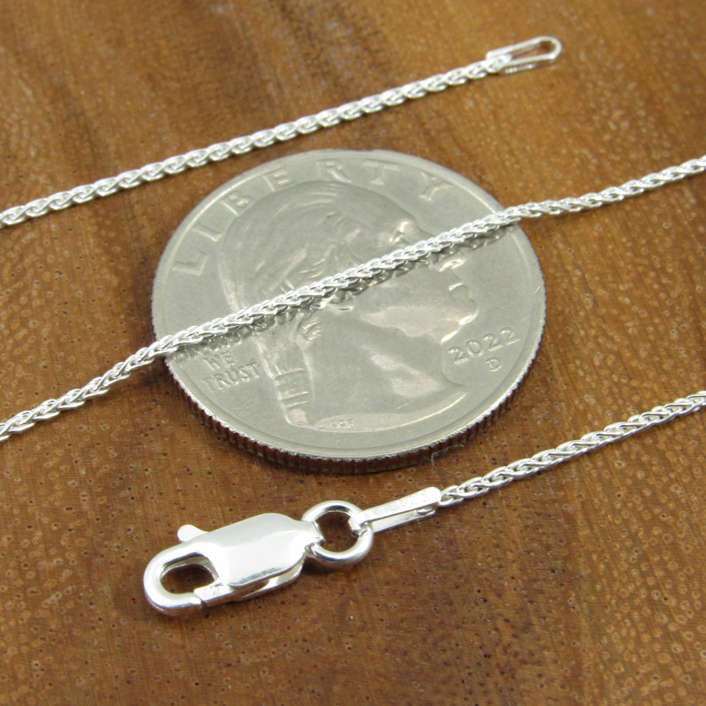 1.1MM Solid 925 Sterling Silver Wheat Chain for Women, Women's Italian Spiga Necklace, Layering Necklace Chain, Made in Italy, 020 Gauge